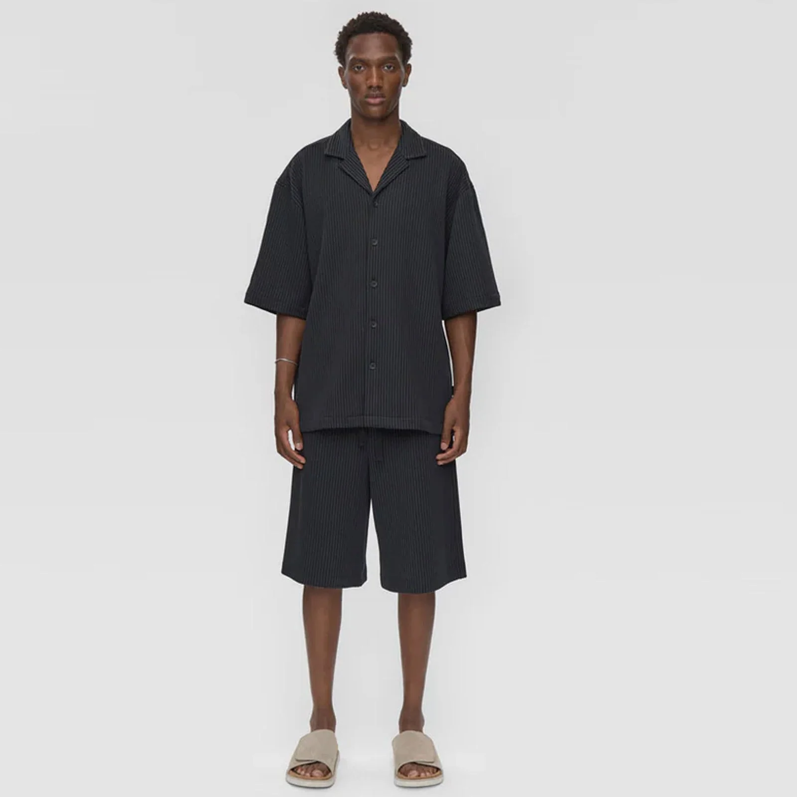 Jasper Wide Striped Shorts black - Image 3