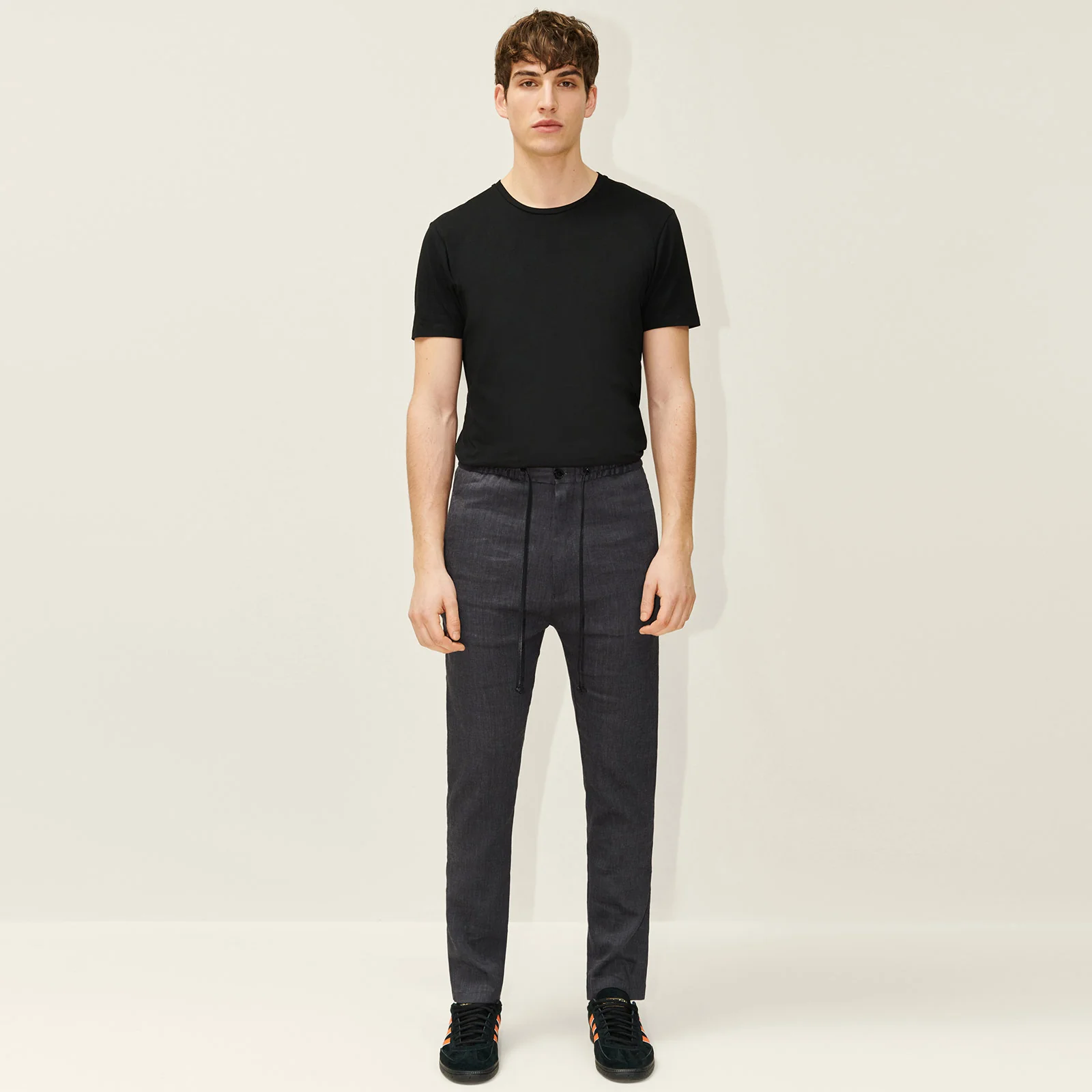 Jeger Linen Pants 138280 dark grey melange - Image 2