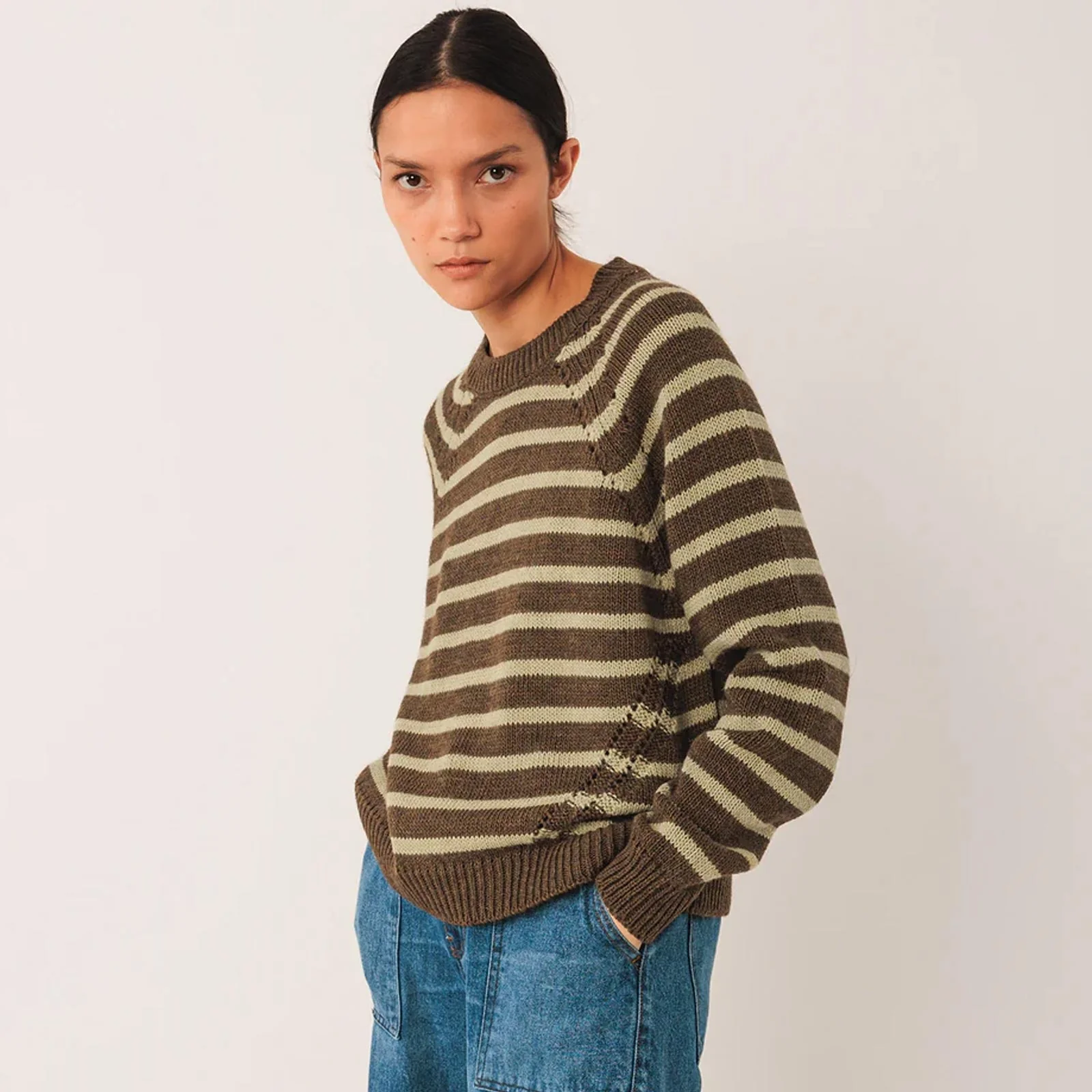 Knit Stripe Jumper khaki