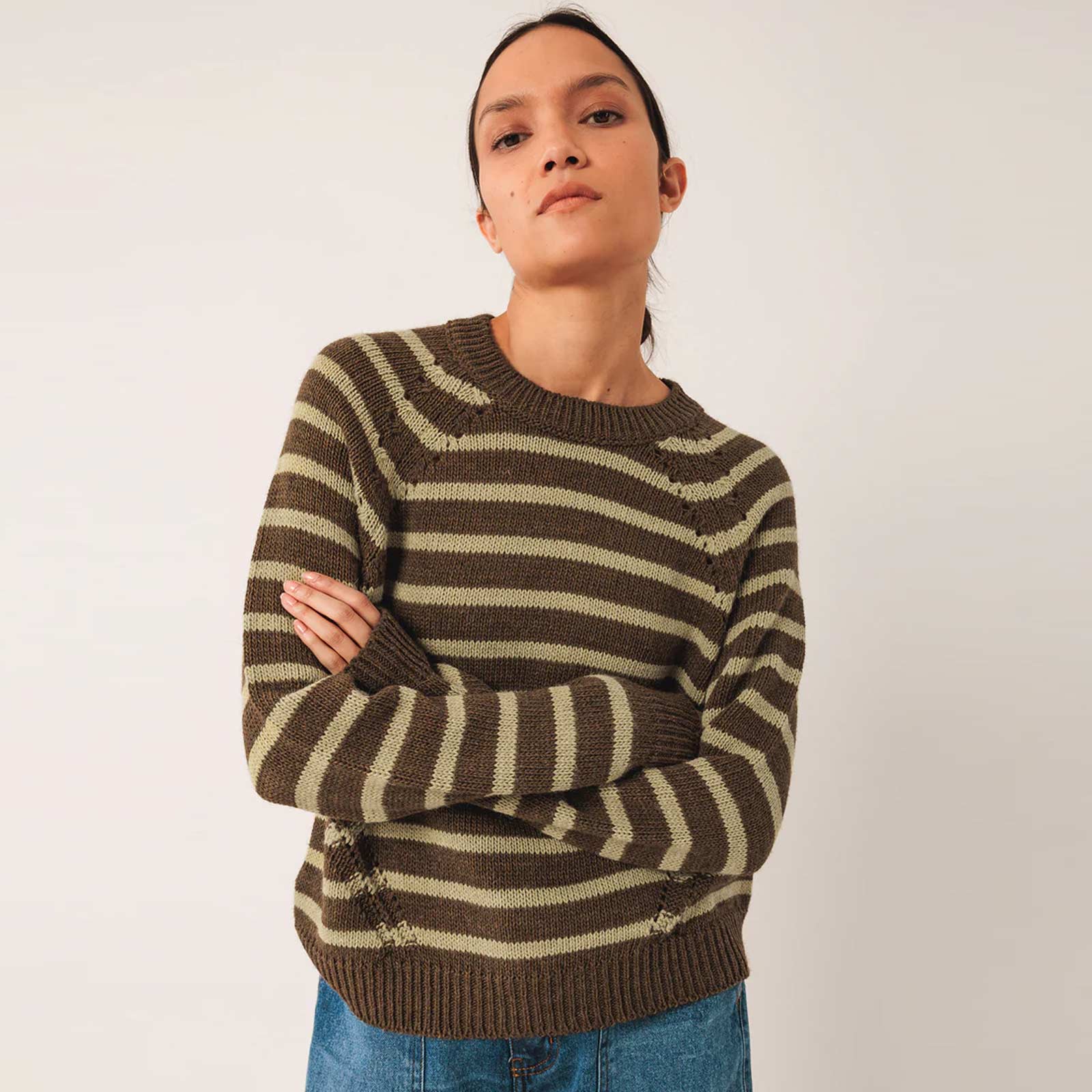 Knit Stripe Jumper khaki - Image 5