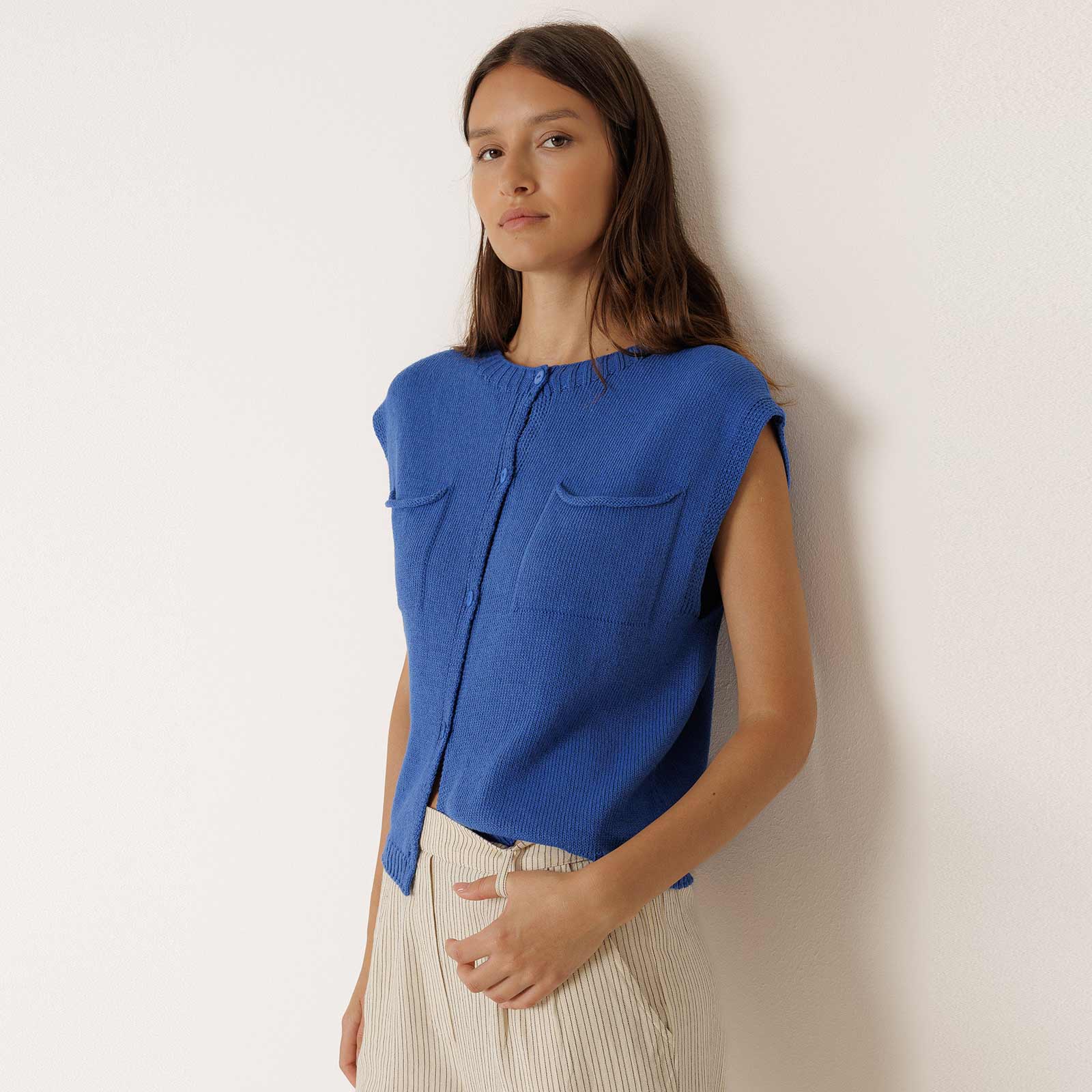 Knit Vest azul britanico