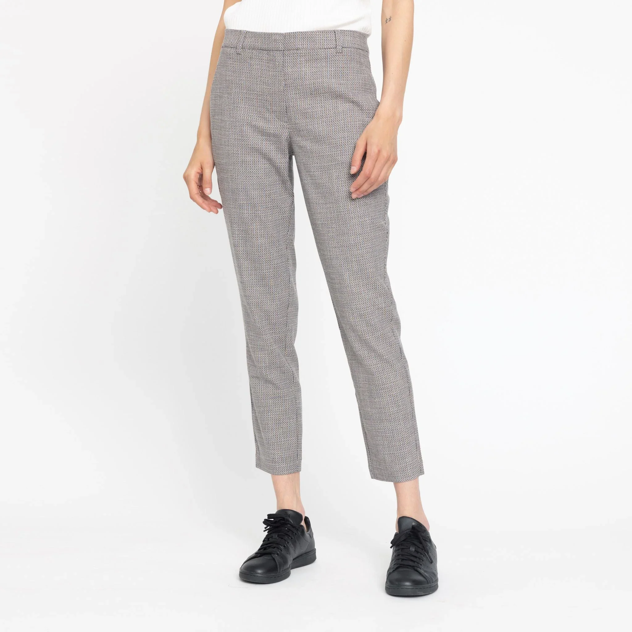 Kylie Crop 087 Trousers navy sand mix check