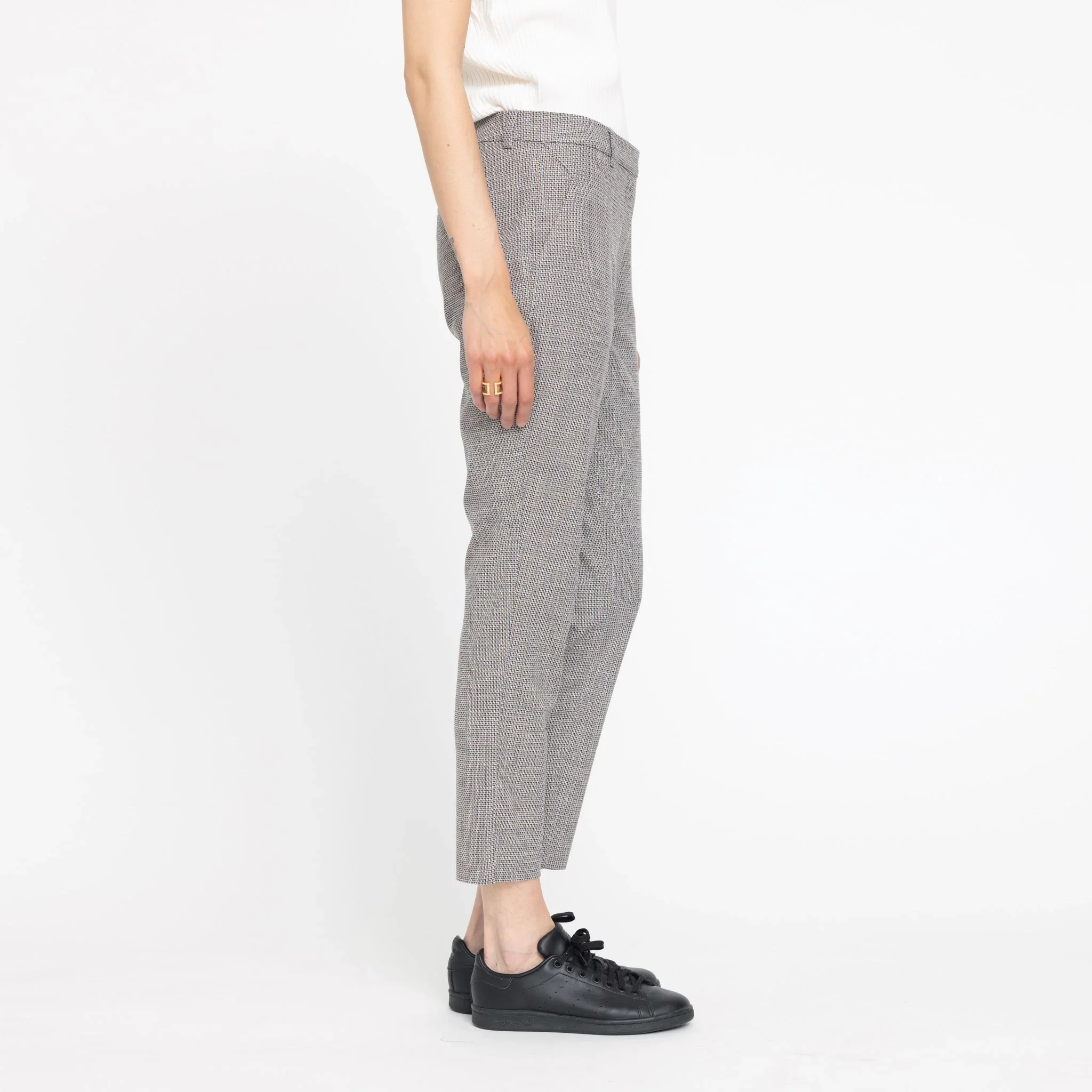 Kylie Crop 087 Trousers navy sand mix check - Image 3