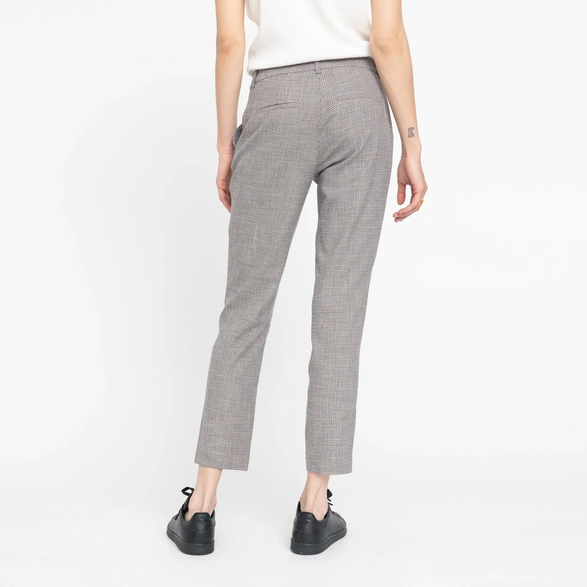 Kylie Crop 087 Trousers navy sand mix check - Image 4