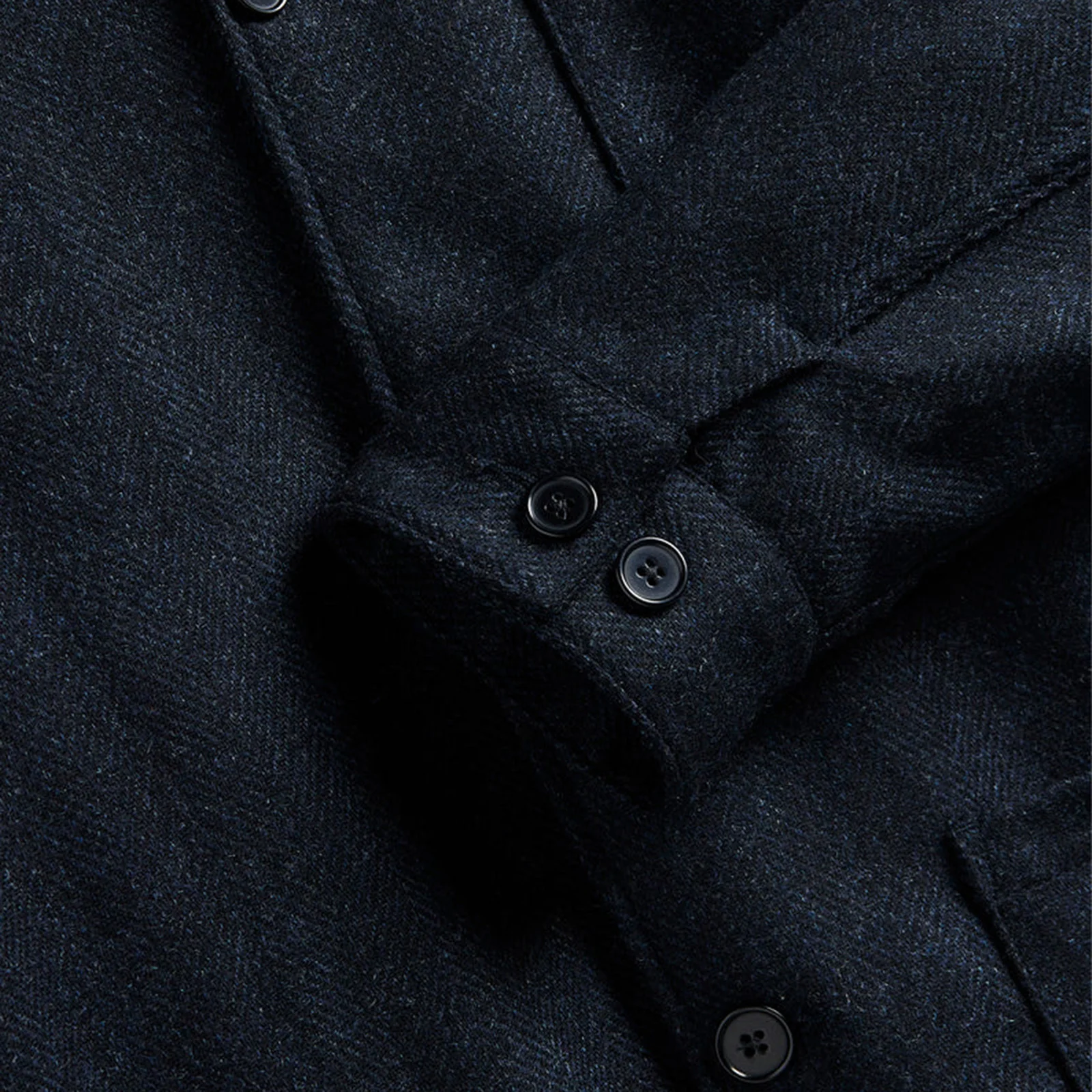 Labura Herringbone Wool Overshirt navy - Image 3