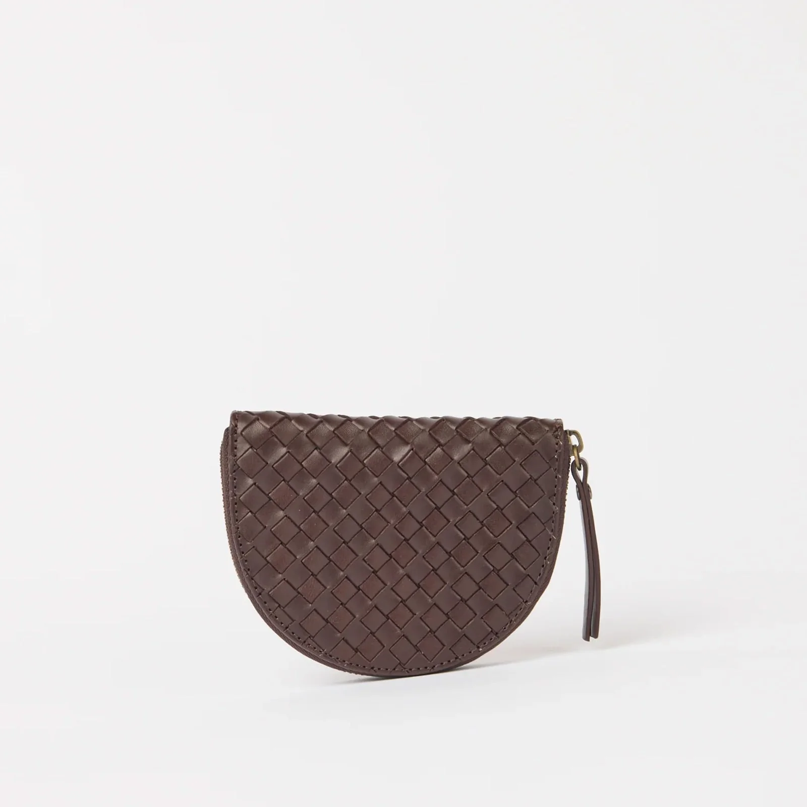 Laura Woven Leather Coin Purse chocolate