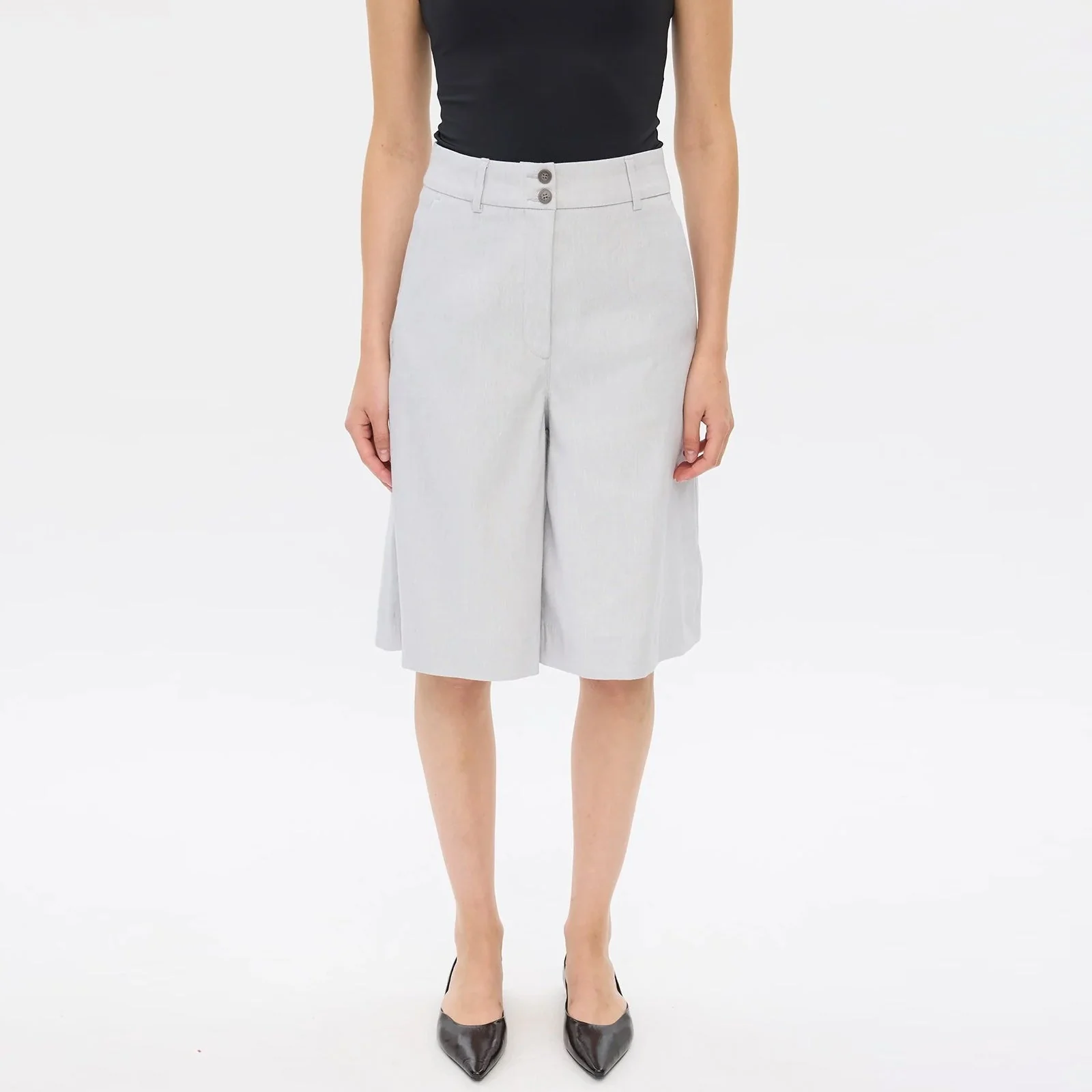 LauraFV 769 Long Shorts quiet grey linen