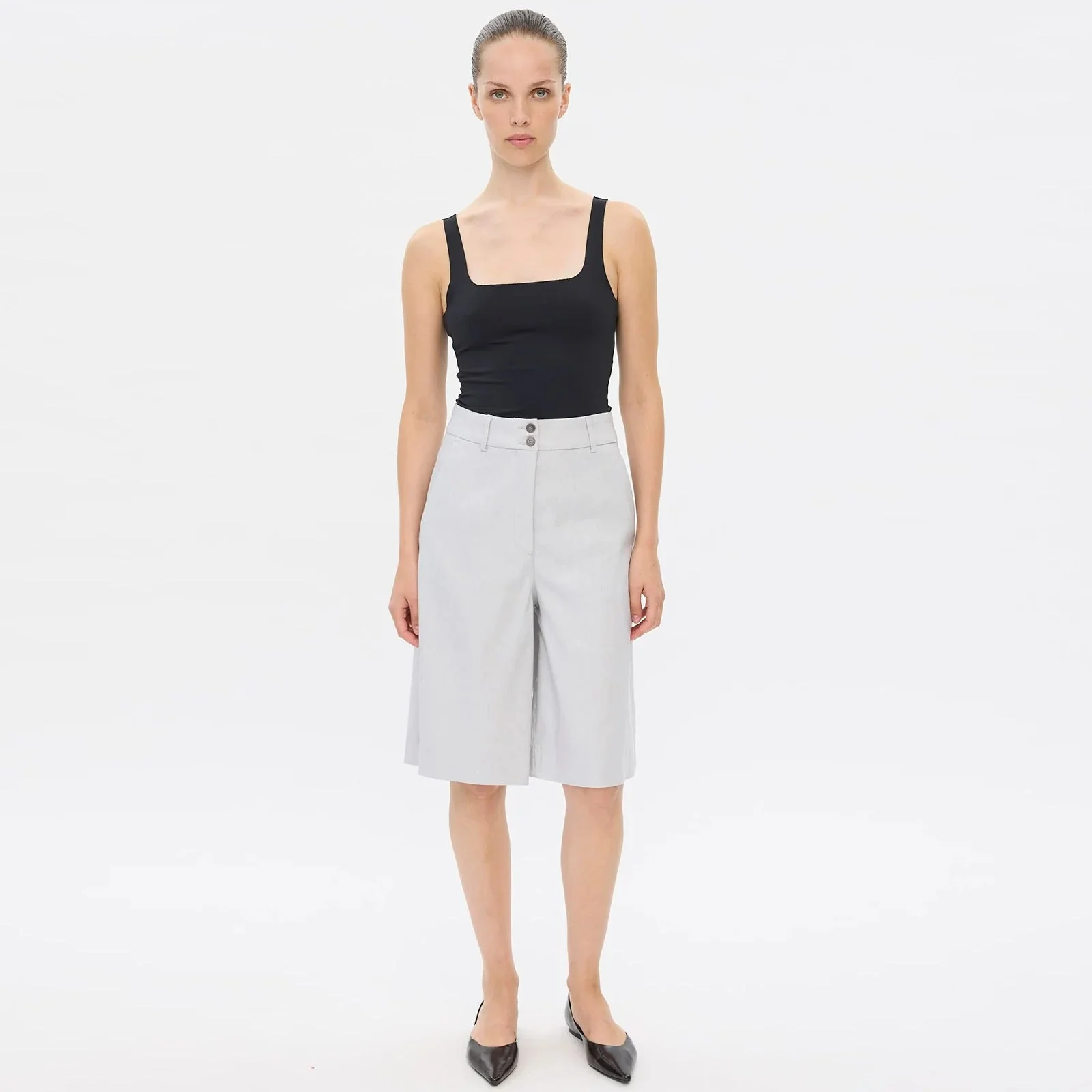 LauraFV 769 Long Shorts quiet grey linen - Image 3