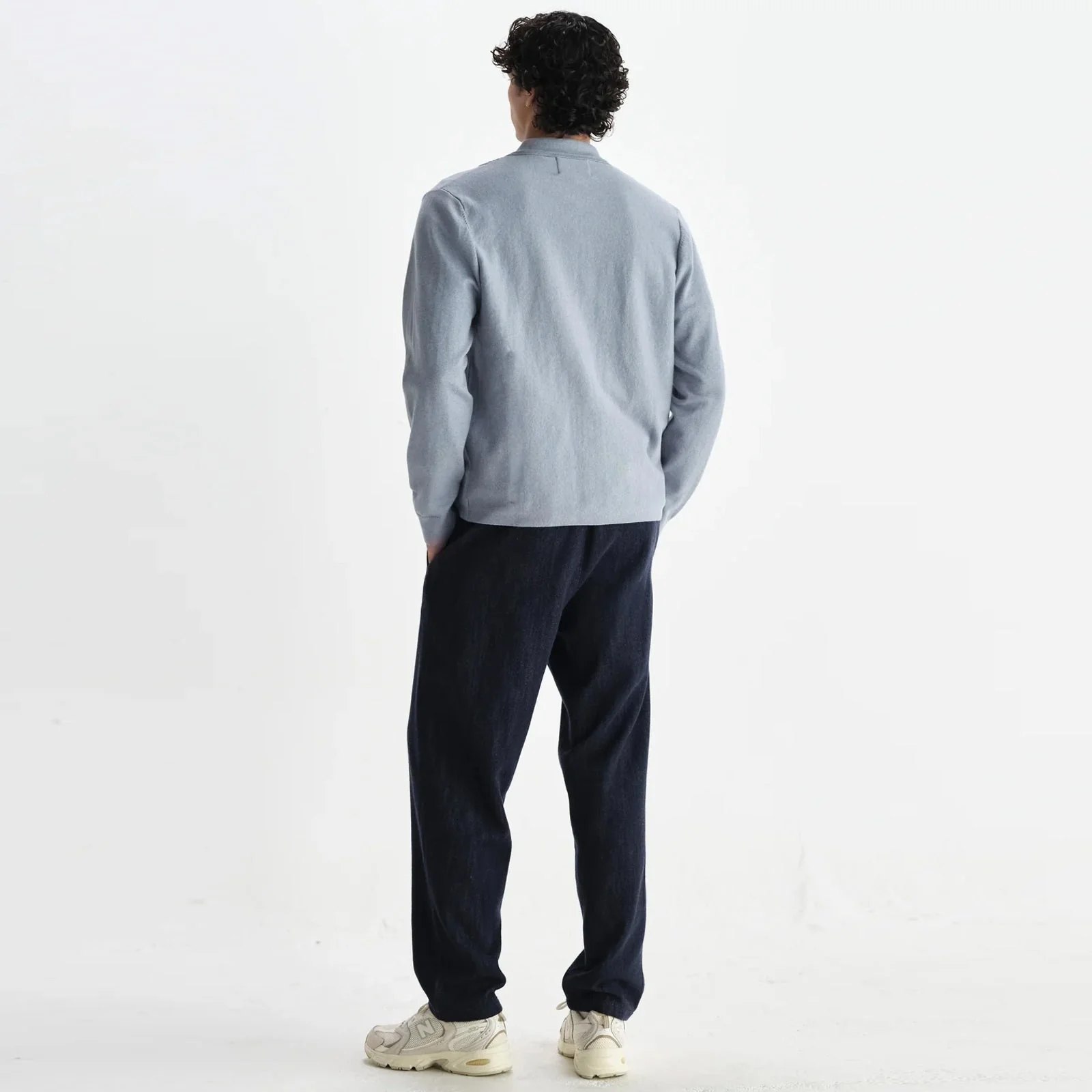 Lennox Zip Polo Milano Ripple Stripe grey blue - Image 2