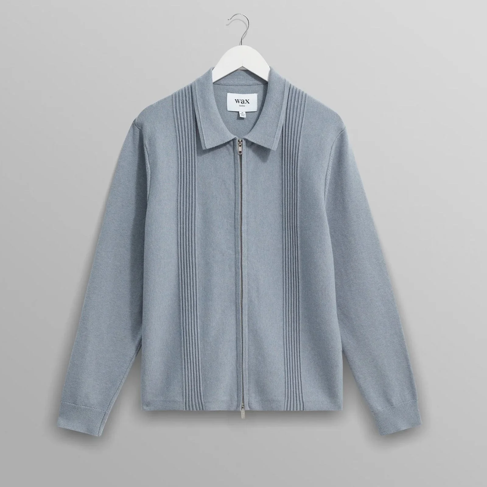 Lennox Zip Polo Milano Ripple Stripe grey blue - Image 8