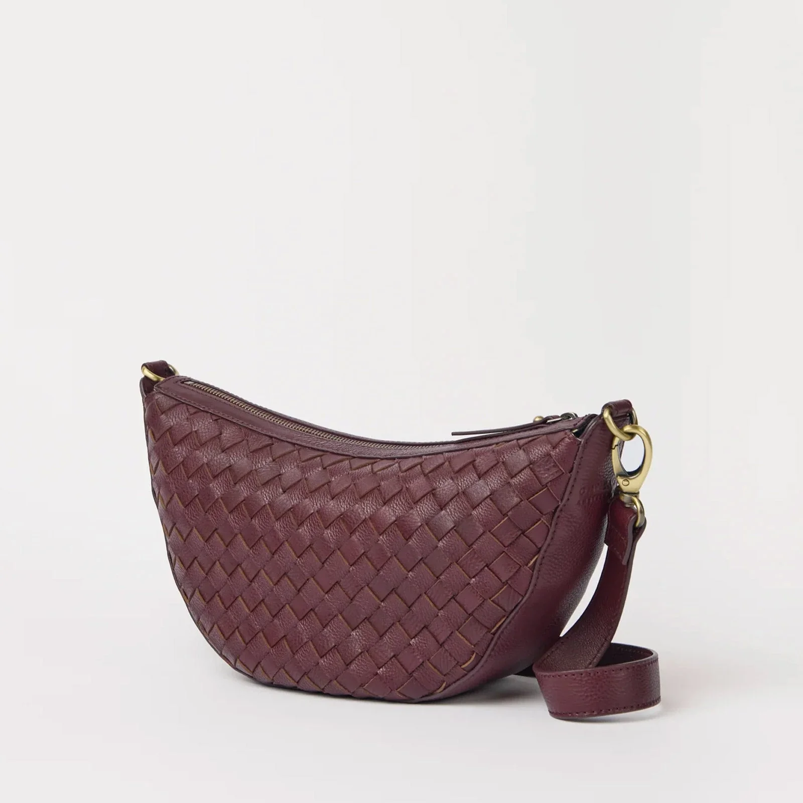 Leo Midi Woven Soft Grain Leather Bag dark cherry - Image 2