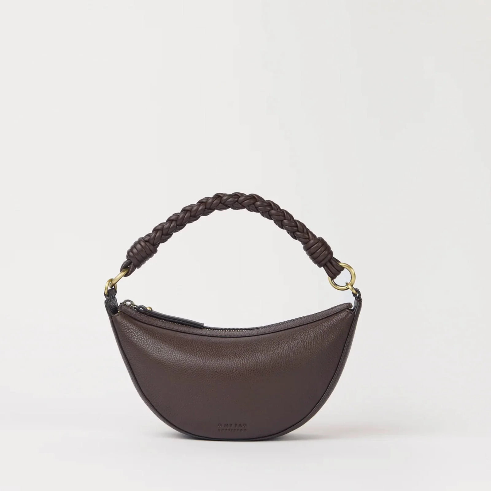 Leo Mini Twisted Handle Soft Grain Leather Bag chocolate