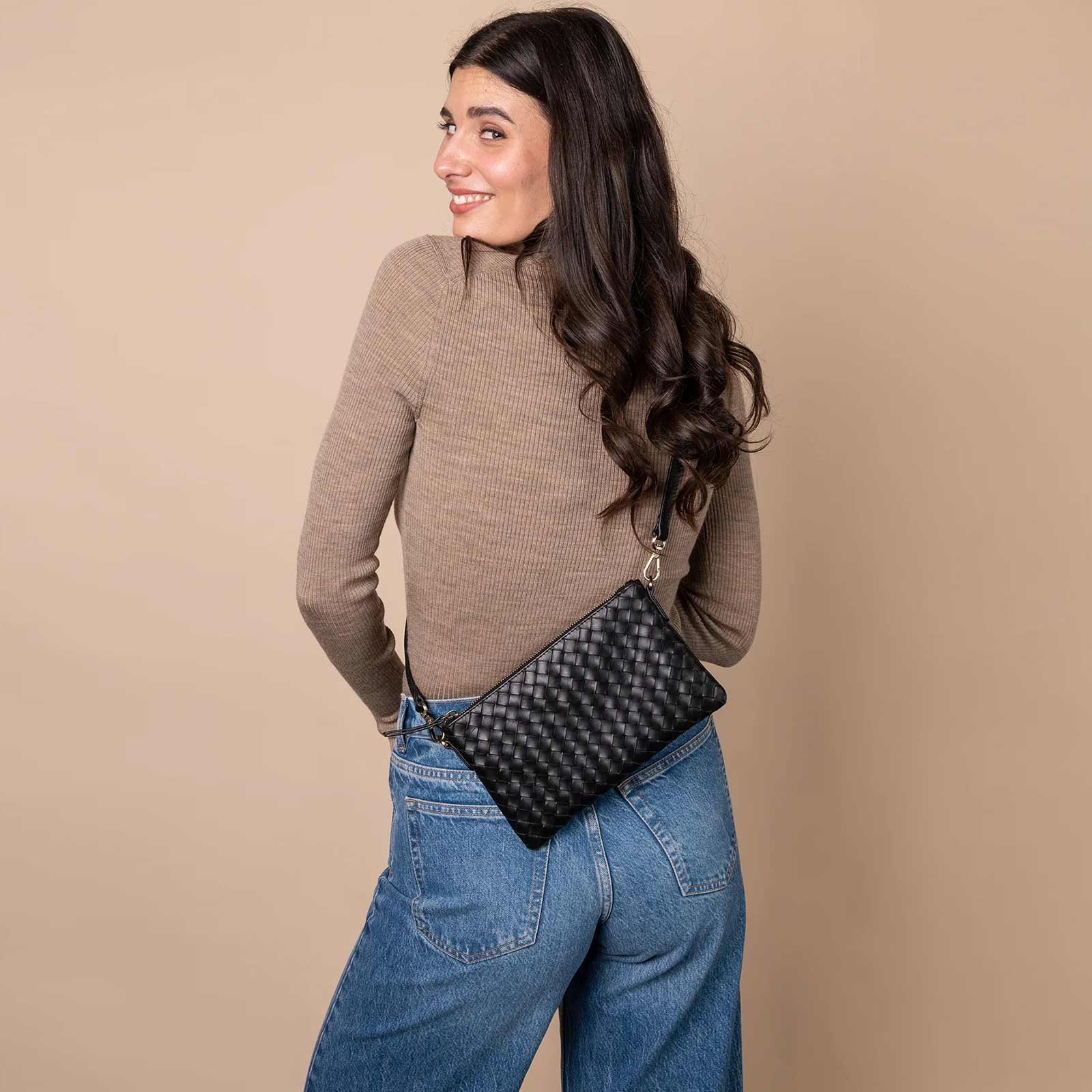 Lexi Woven Leather Bag black - Image 3