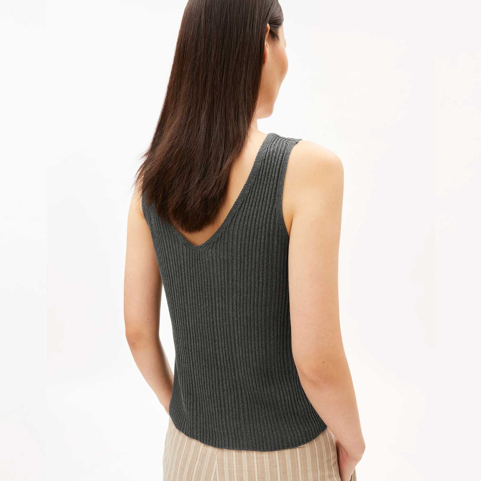 Linen Blend Knit Top space steel - Image 2
