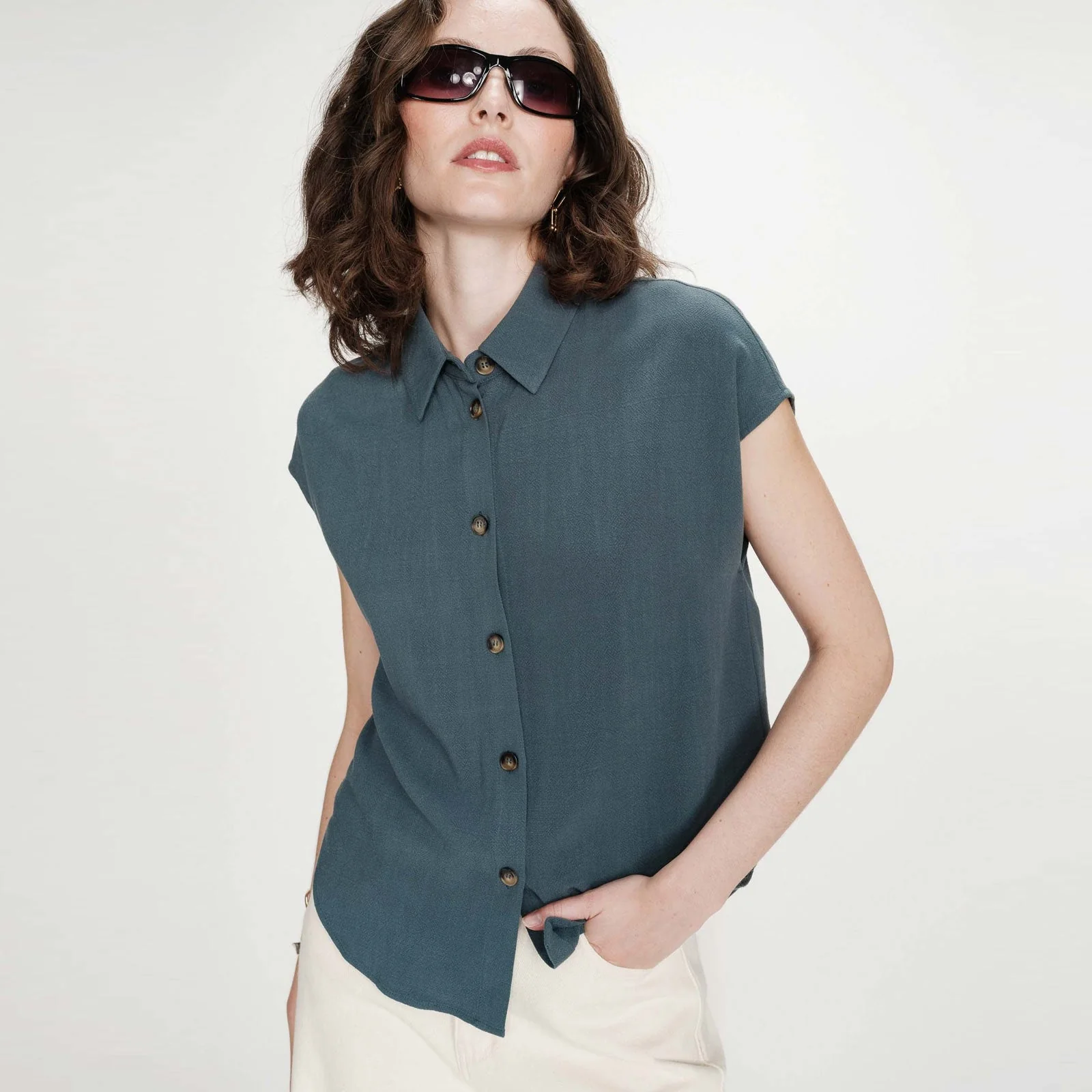 Linen Shirt Perez emeraude