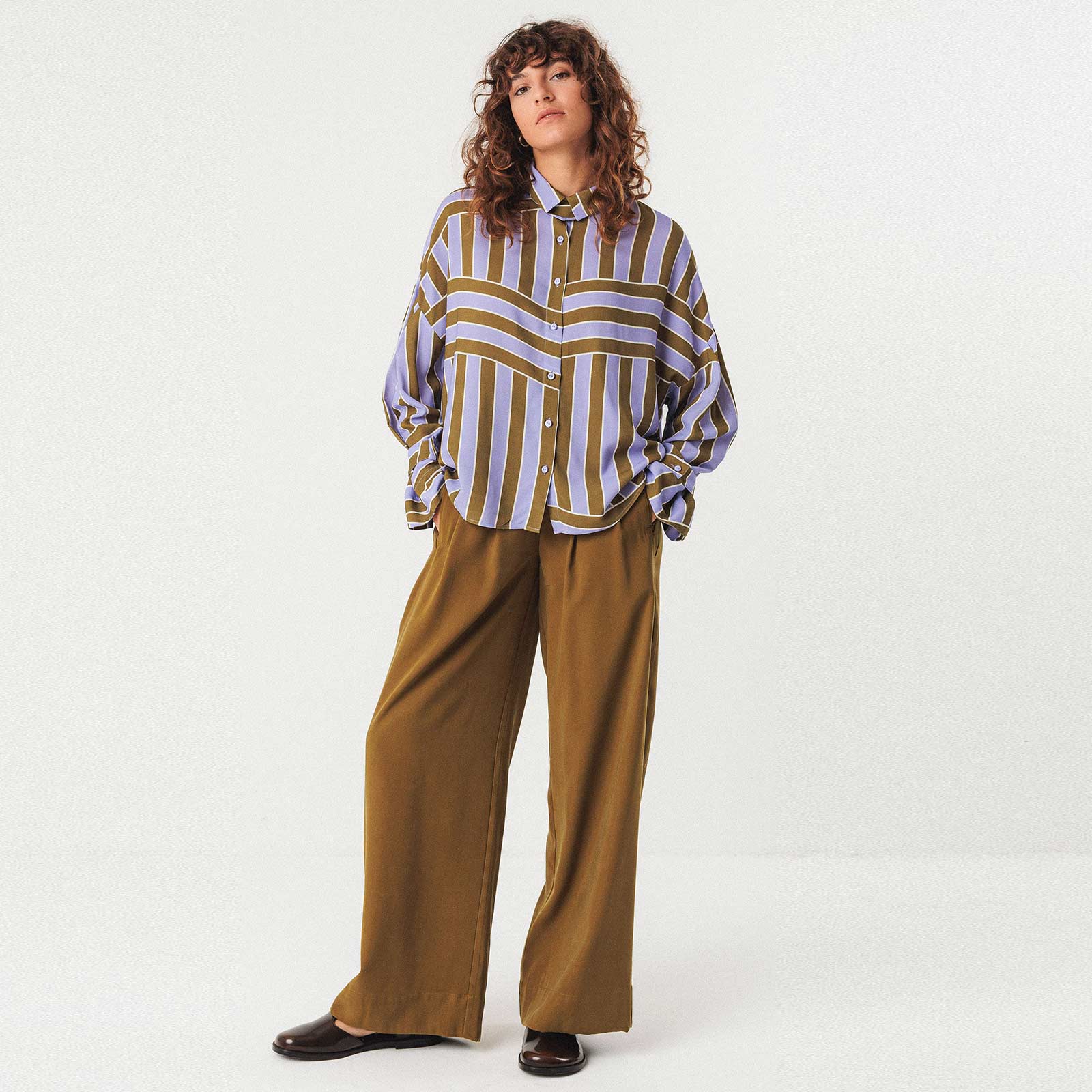 Lone Shirt olive/lilac stripes - Image 3