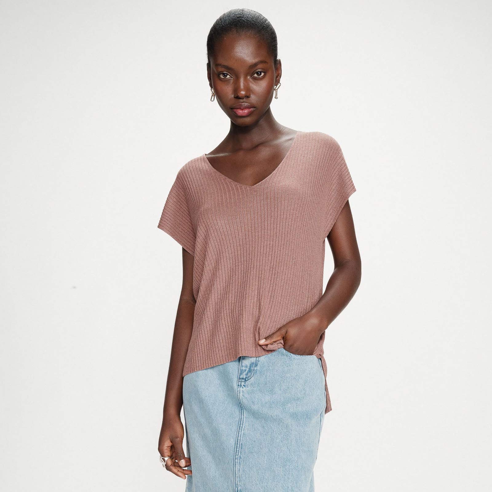 Loose Lurex Top Vaporo terracotta
