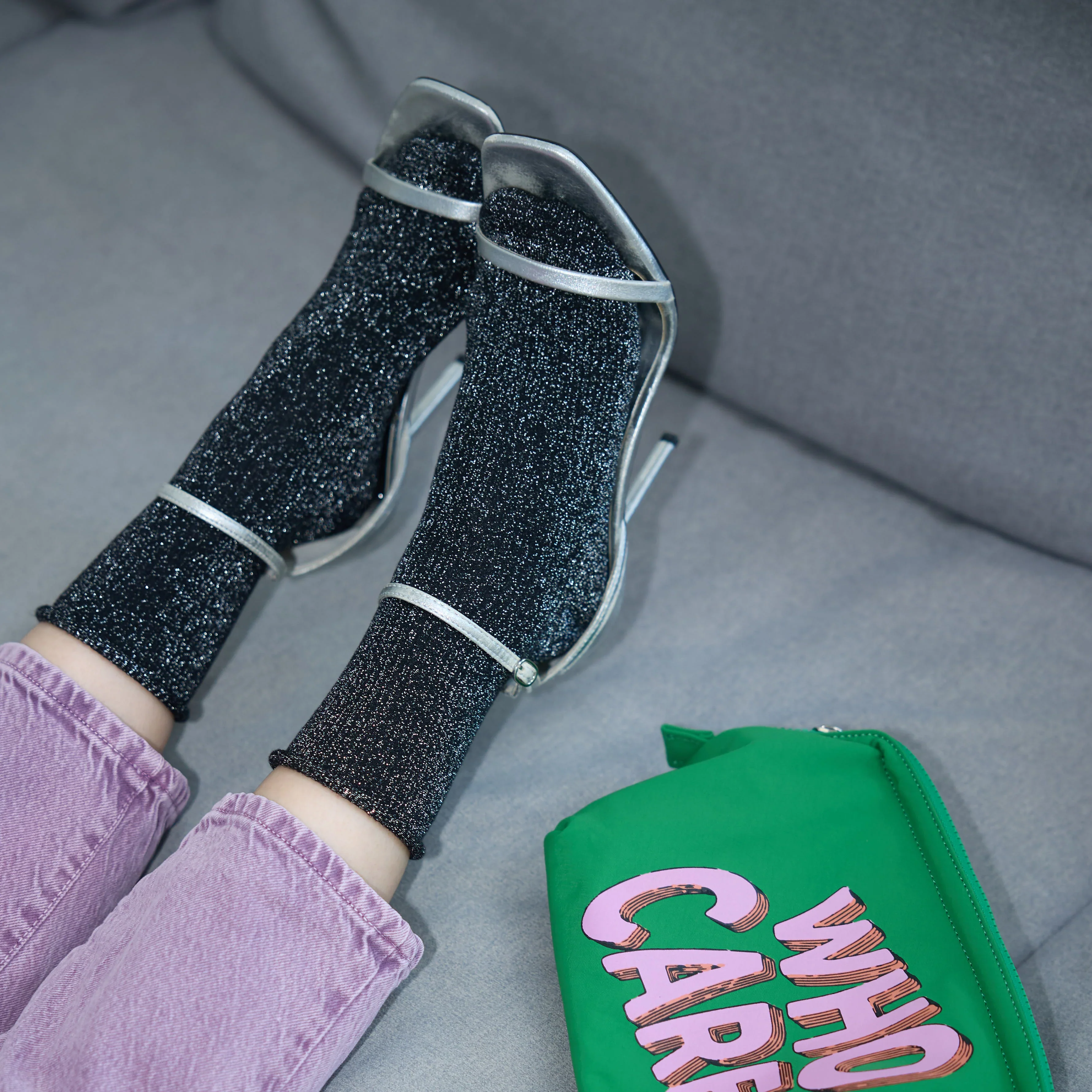 Lurex Glitter Socks black - Image 4