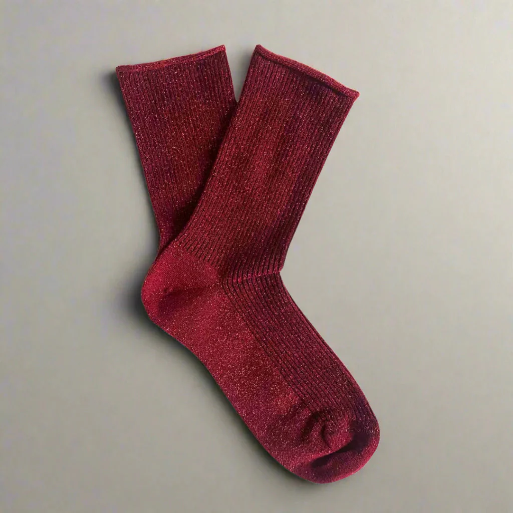 Lurex Glitter Socks cherry - Image 2