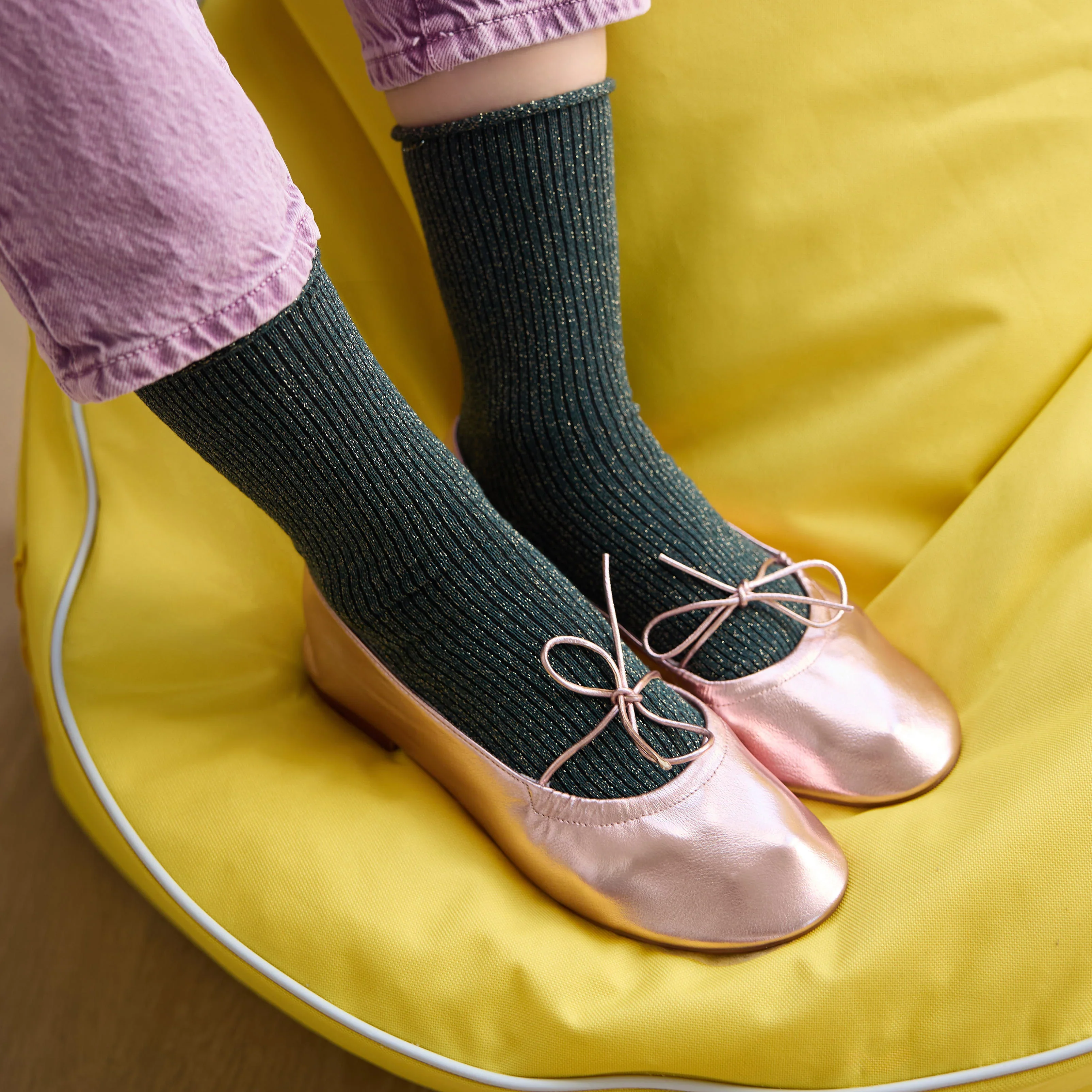 Lurex Glitter Socks green - Image 3