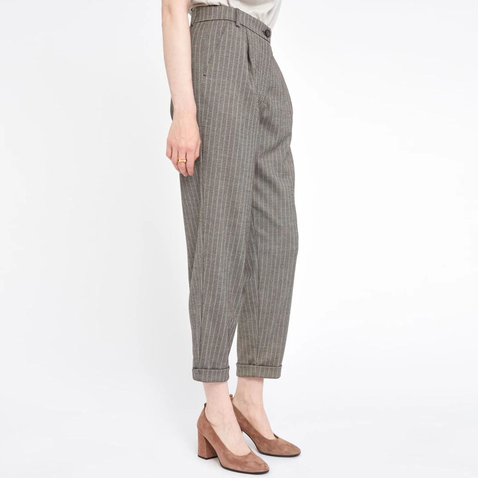 Malou FV 754 Trousers brown sand herringbone - Image 2