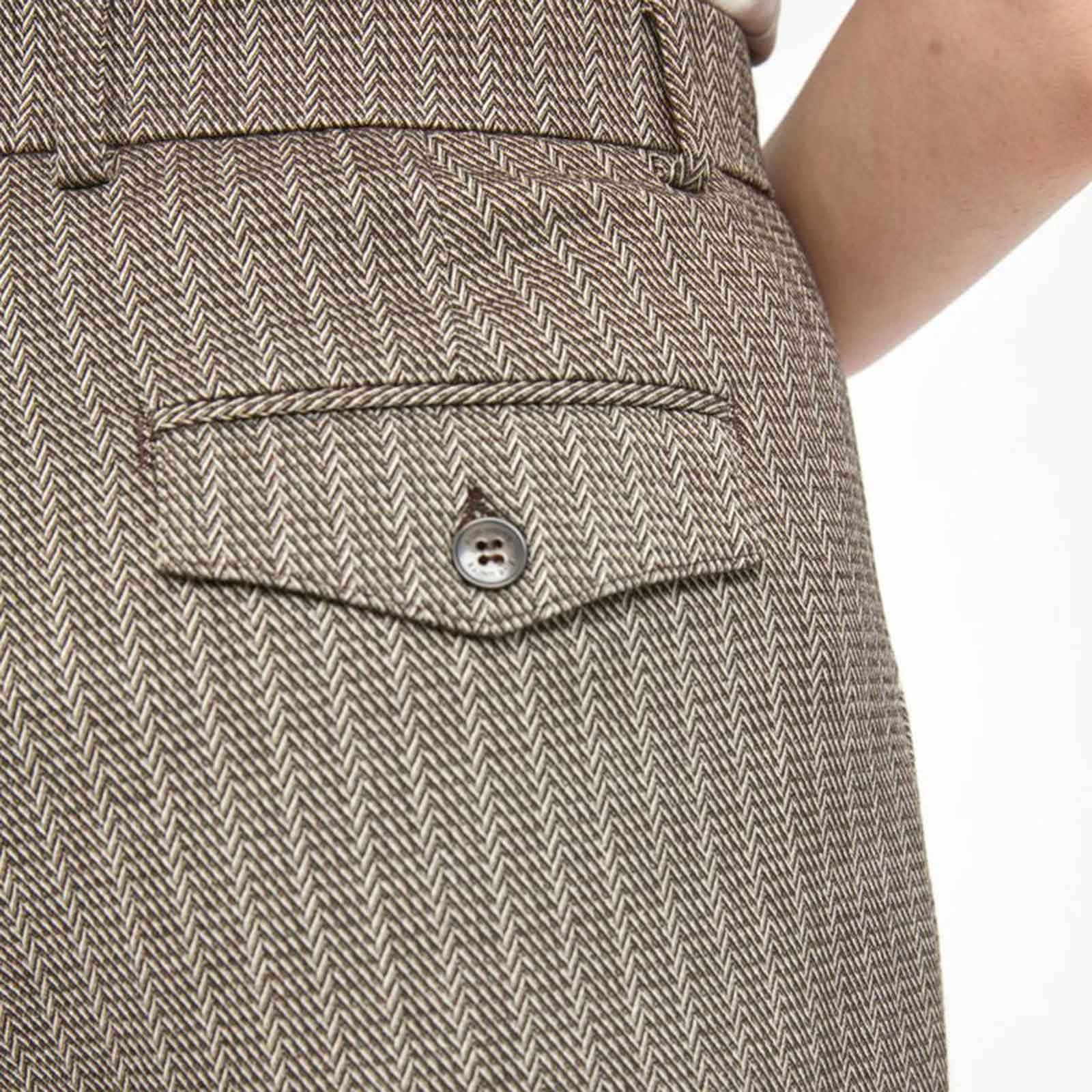 Malou FV 754 Trousers brown sand herringbone - Image 4