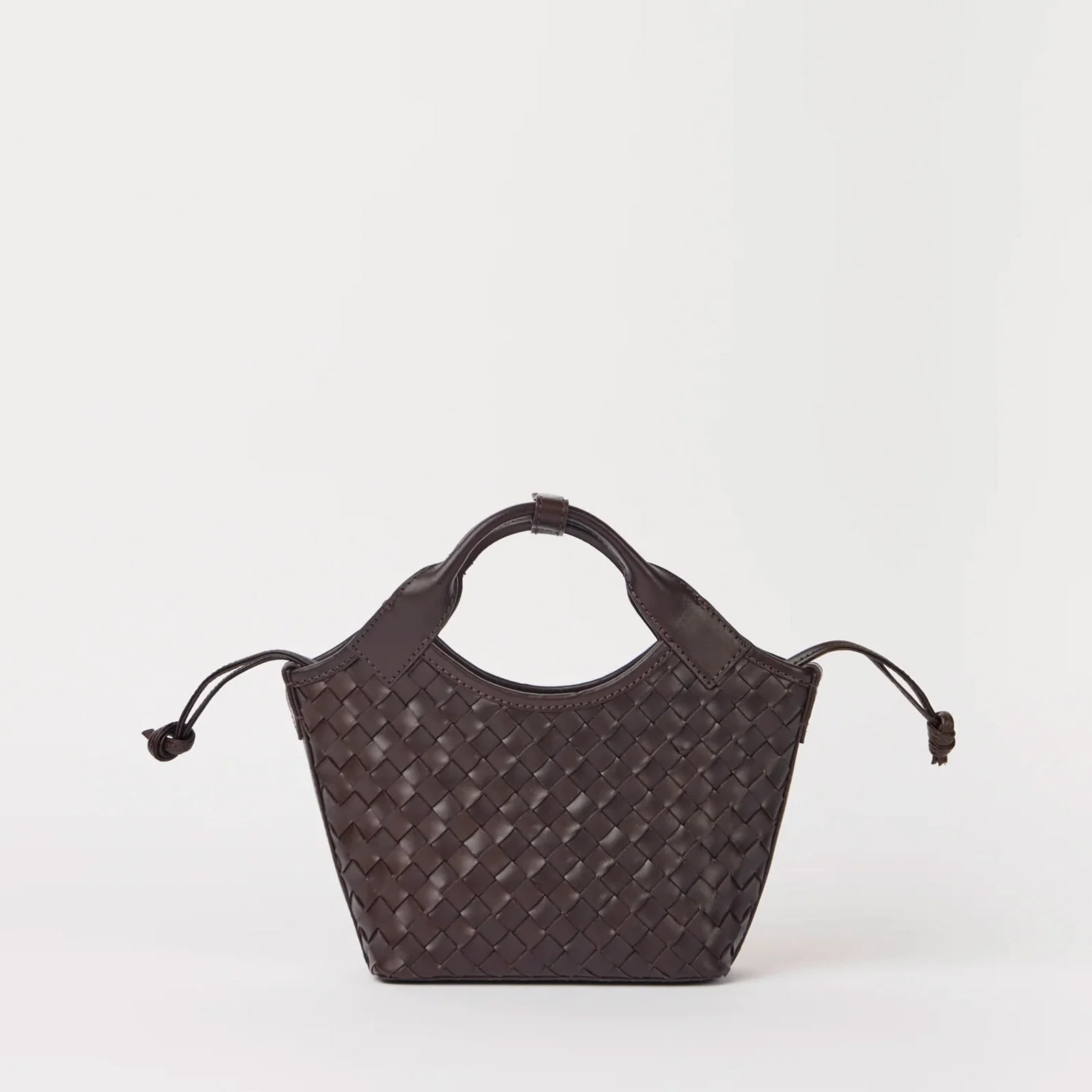 Mara Mini Woven Leather Bag chocolate