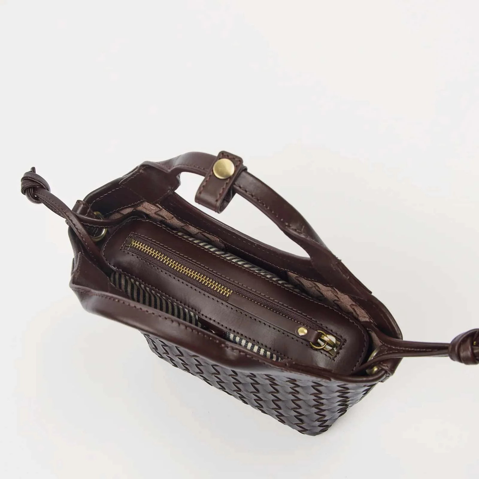 Mara Mini Woven Leather Bag chocolate - Image 5