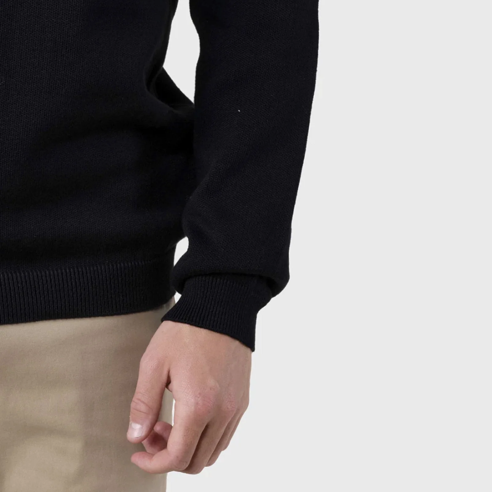 Mens Basic Cotton Knit Jumper black - Image 4