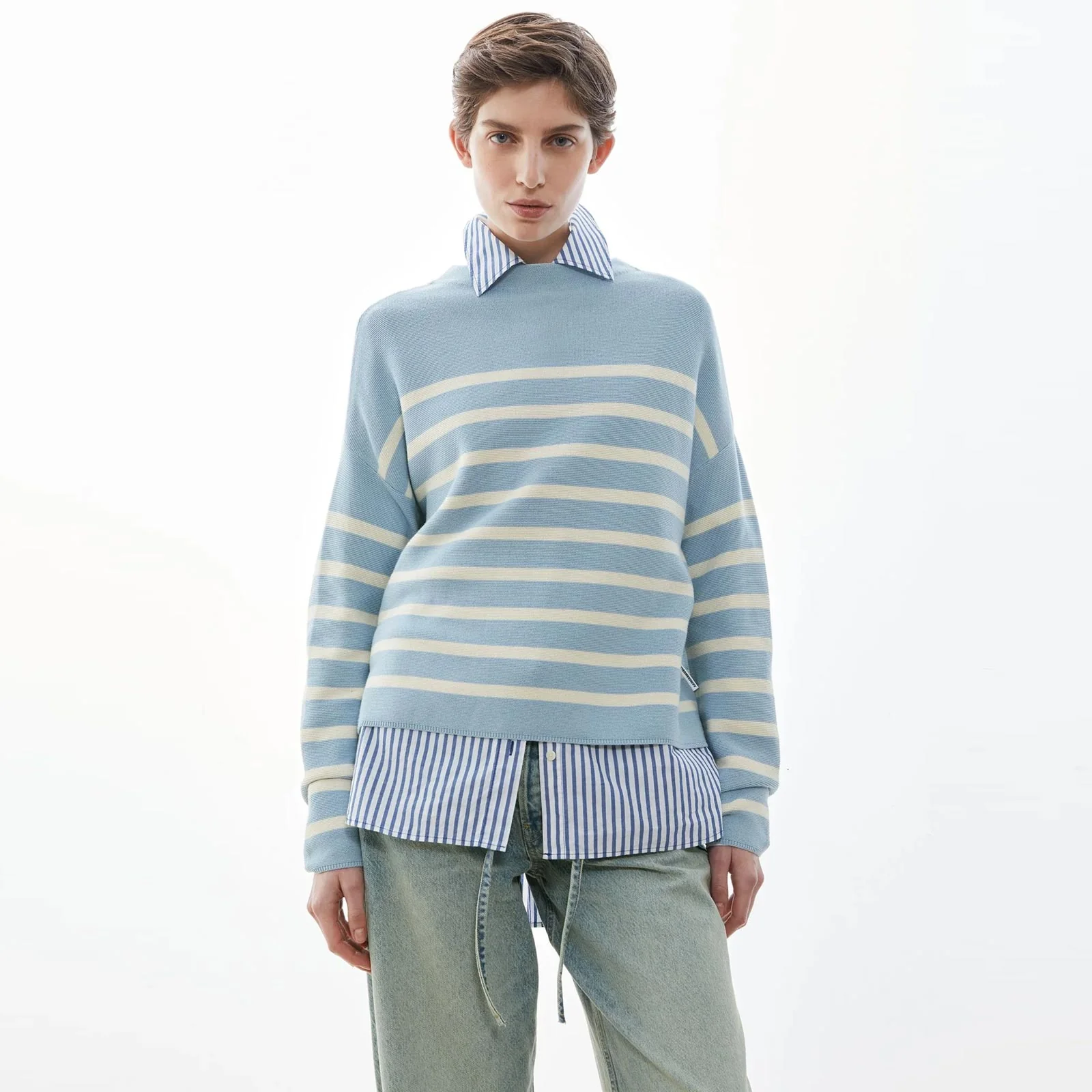 Merinaa Stripes Jumper blue glow/oatmilk - Image 2