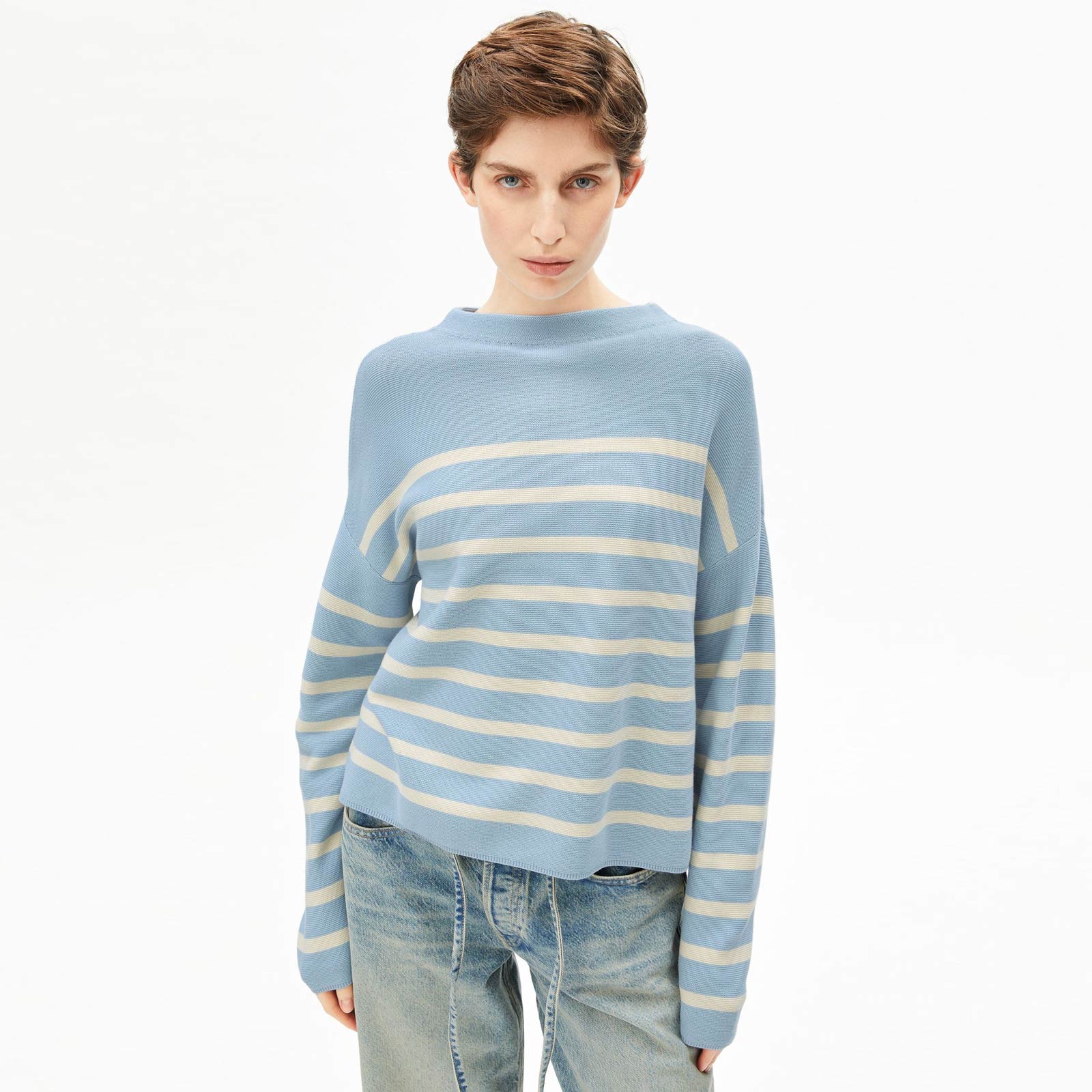 Merinaa Stripes Jumper blue glow/oatmilk - Image 3