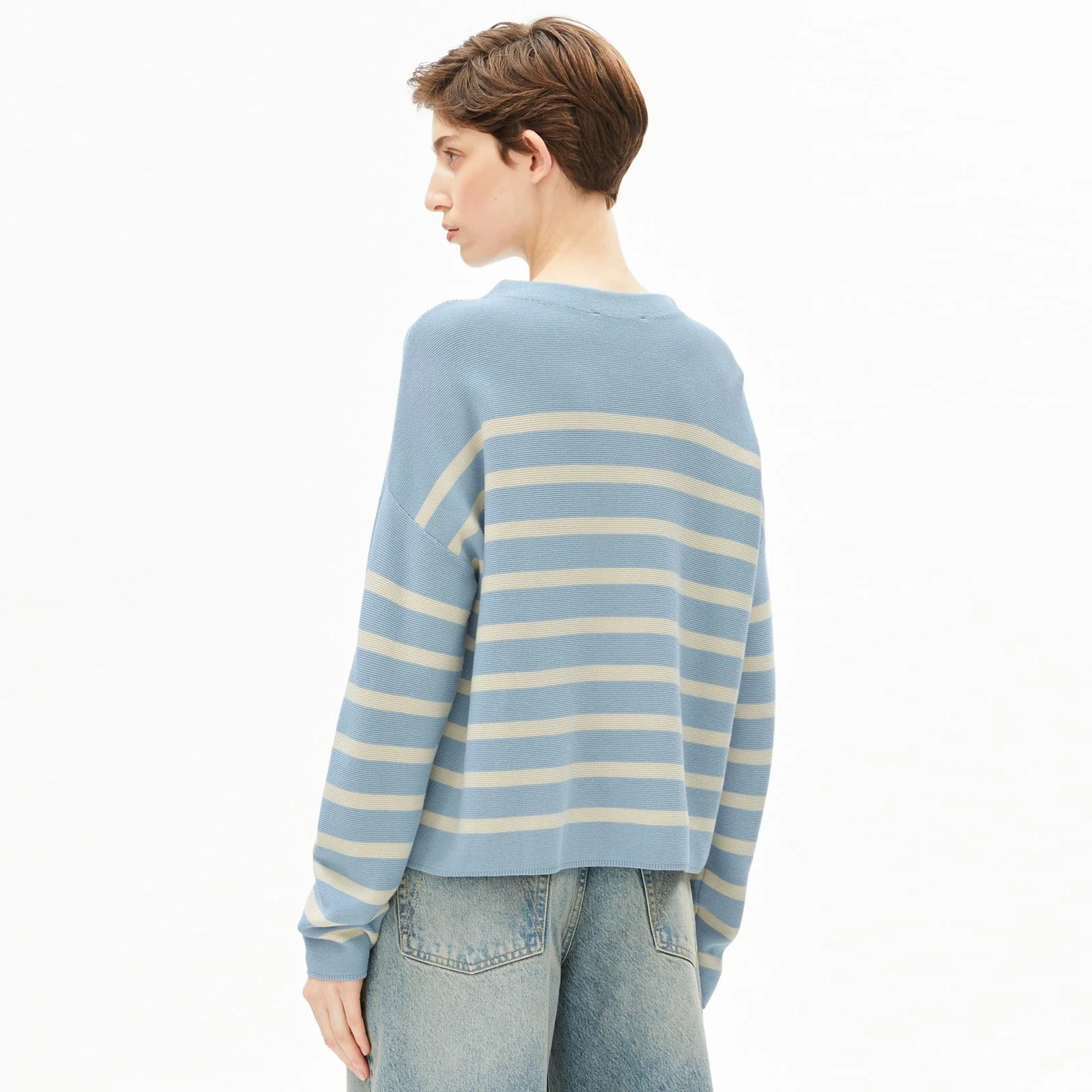 Merinaa Stripes Jumper blue glow/oatmilk - Image 4