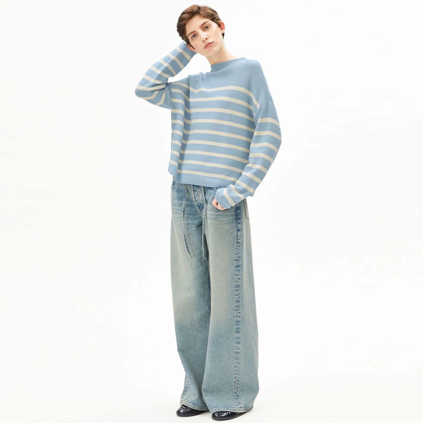 Merinaa Stripes Jumper blue glow/oatmilk - Image 5