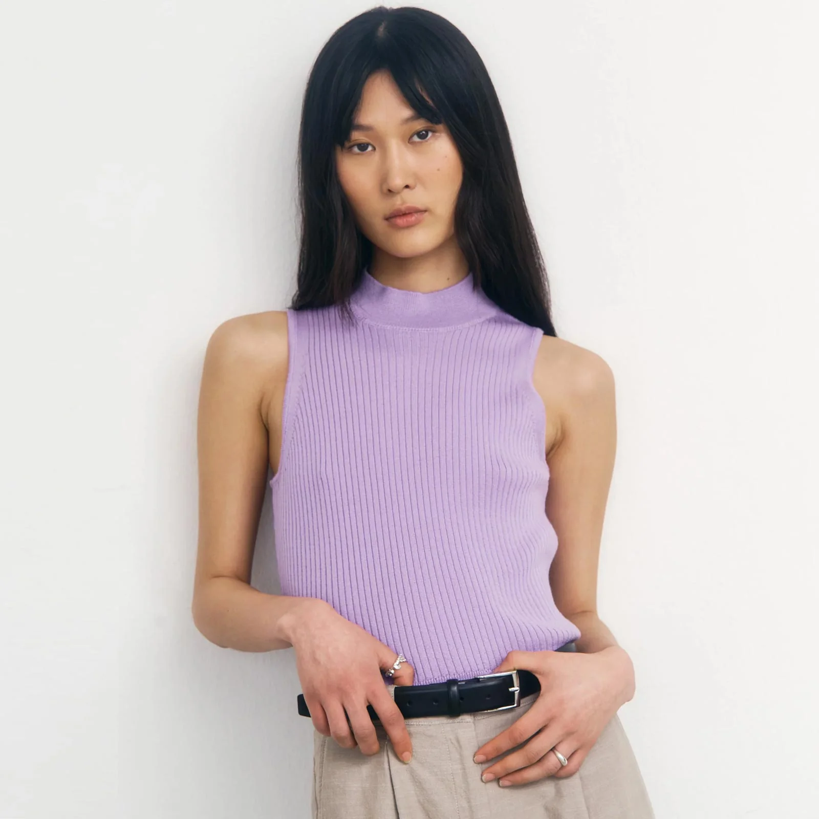 Merino Knit Singlet speckled pink