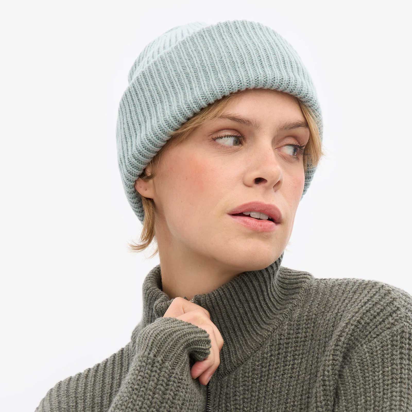 Merino Wool Hat steel blue - Image 2