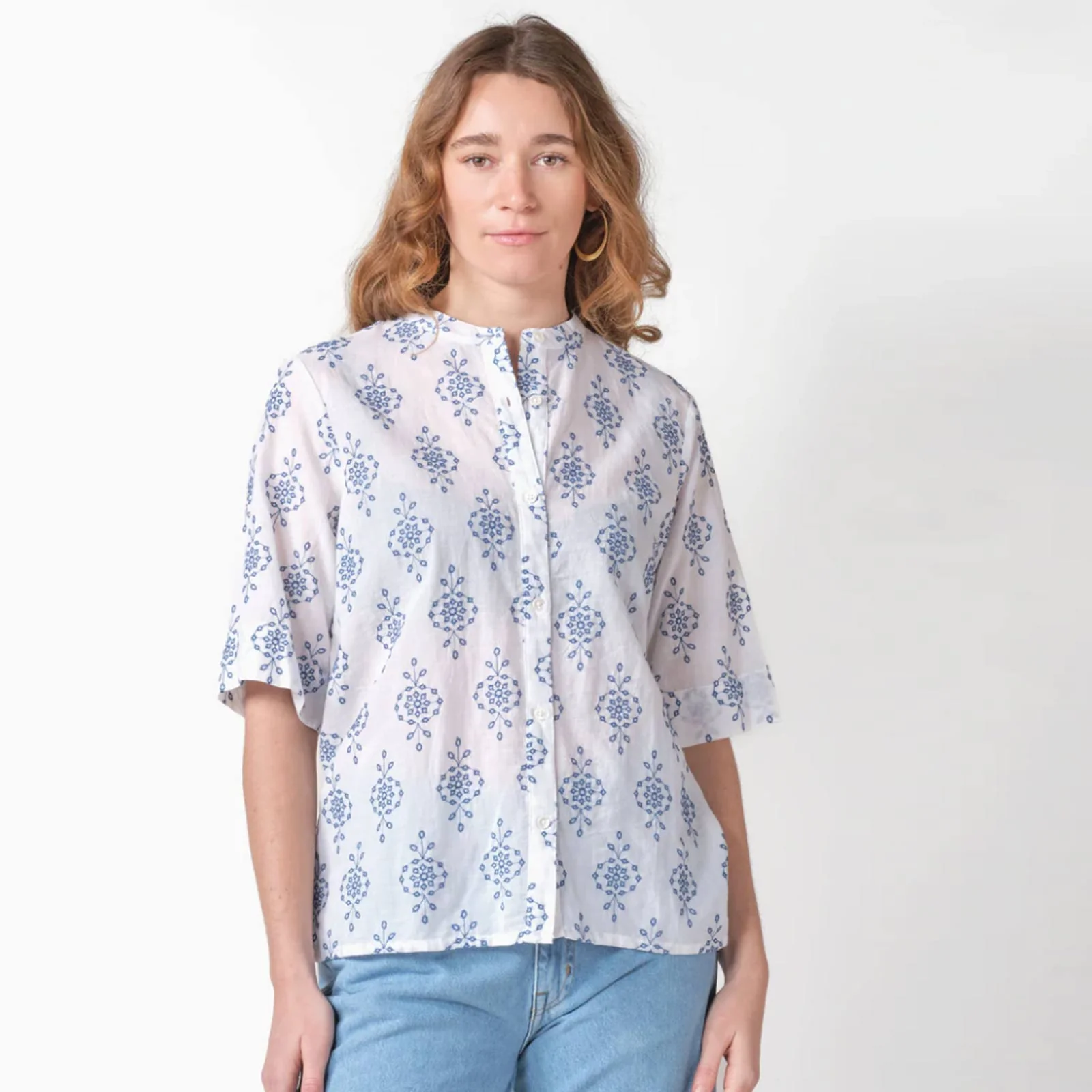 Mimi SS Shirt white/surf blue