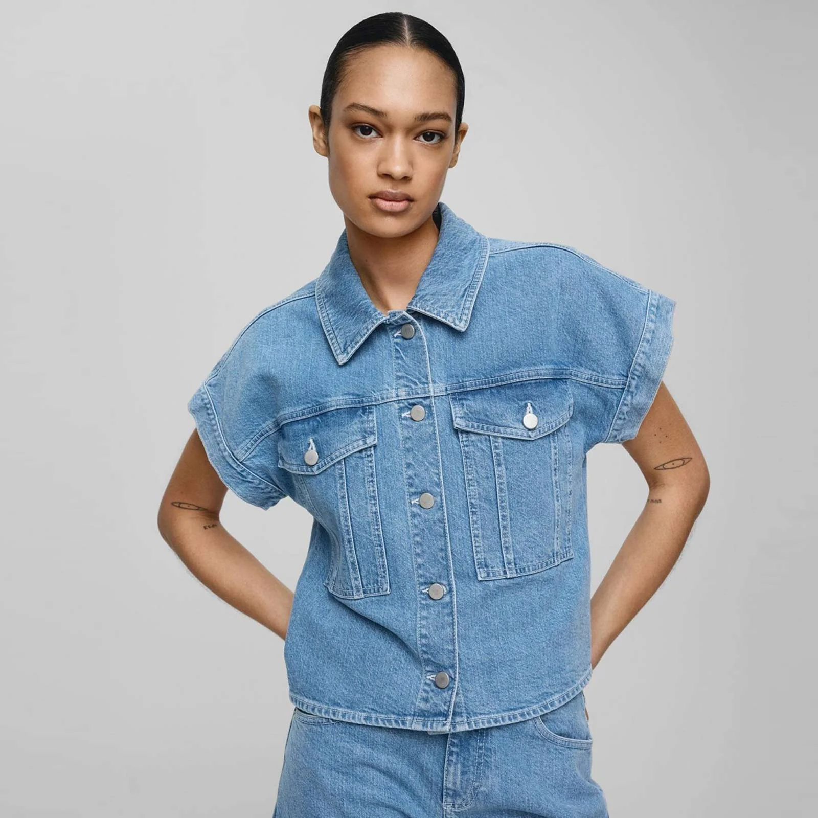 MSCHElida Ada SS Denim Shirt light blue wash 19026