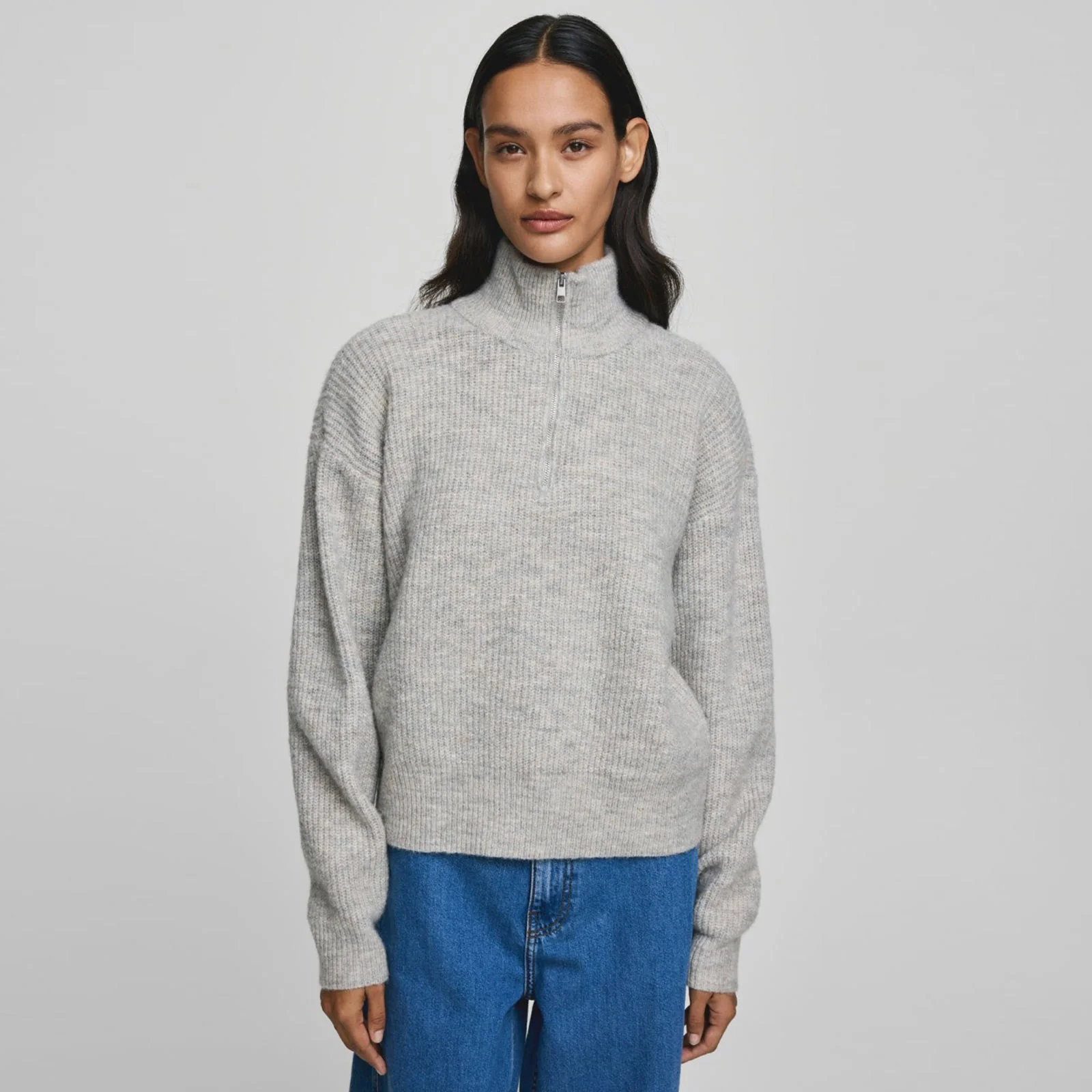 MSCHMeilani Gytta M Zip Pullover warm light grey melange