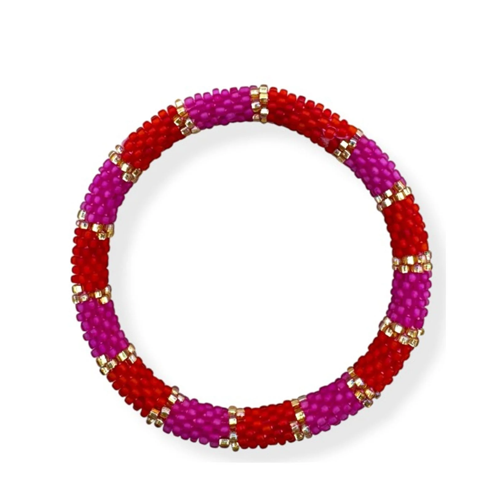 Nepalese Bracelet flamingo/gold beads E47