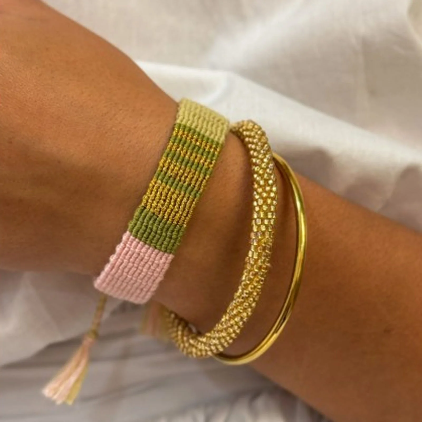 Nepalese Bracelet light gold A87 - Image 2