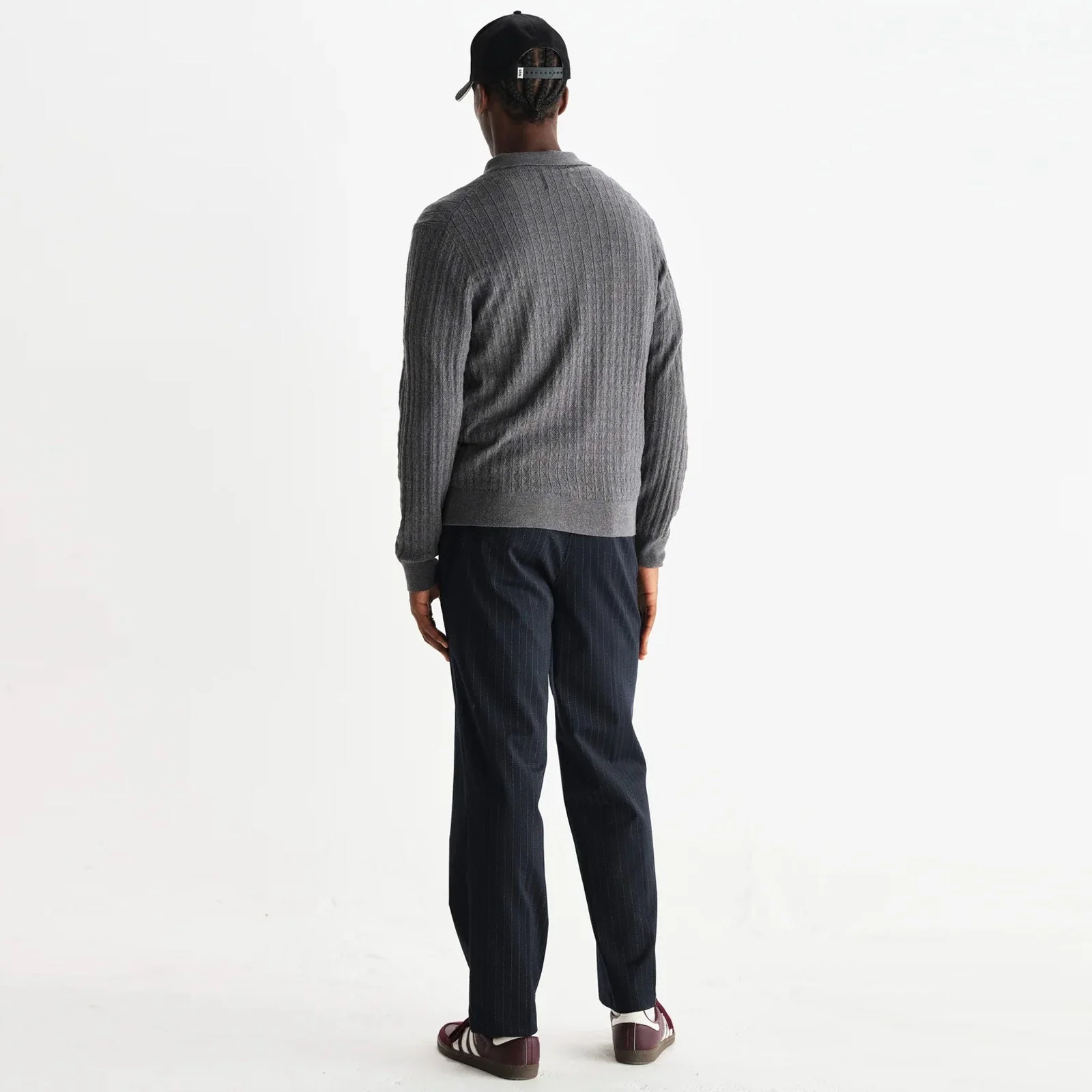 Oban Polo Diamond Stripe grey marl - Image 2