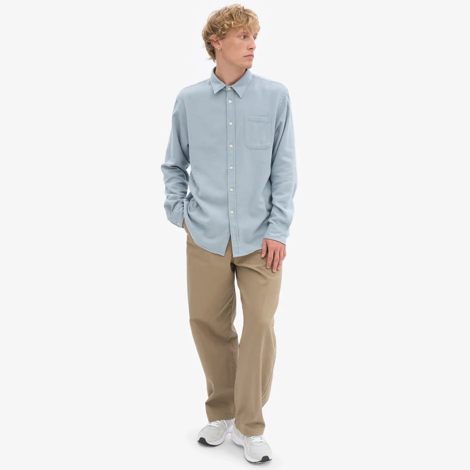 Organic Flannel Shirt steel blue - Image 3