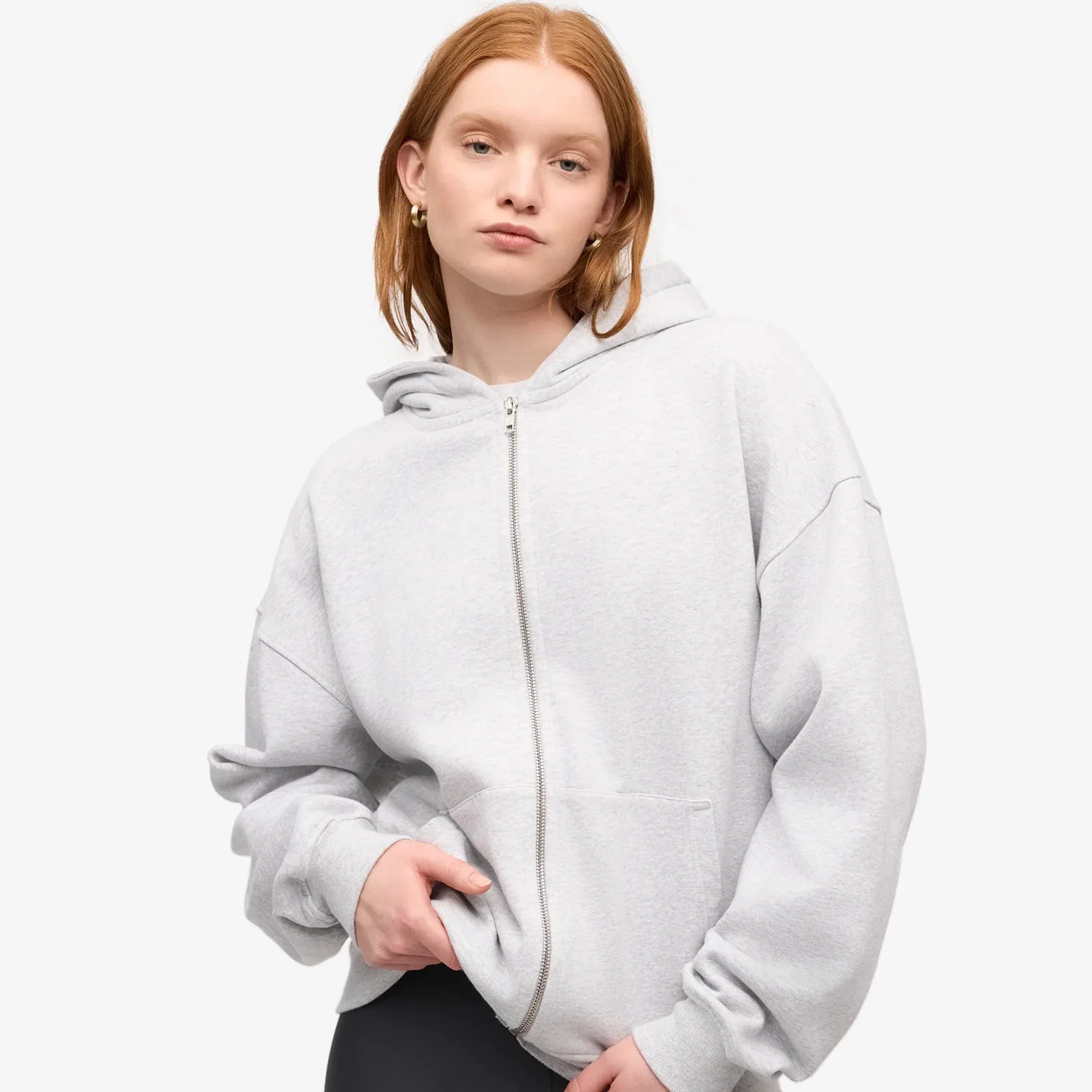 Organic Oversized Zip Hood snow melange - Image 2