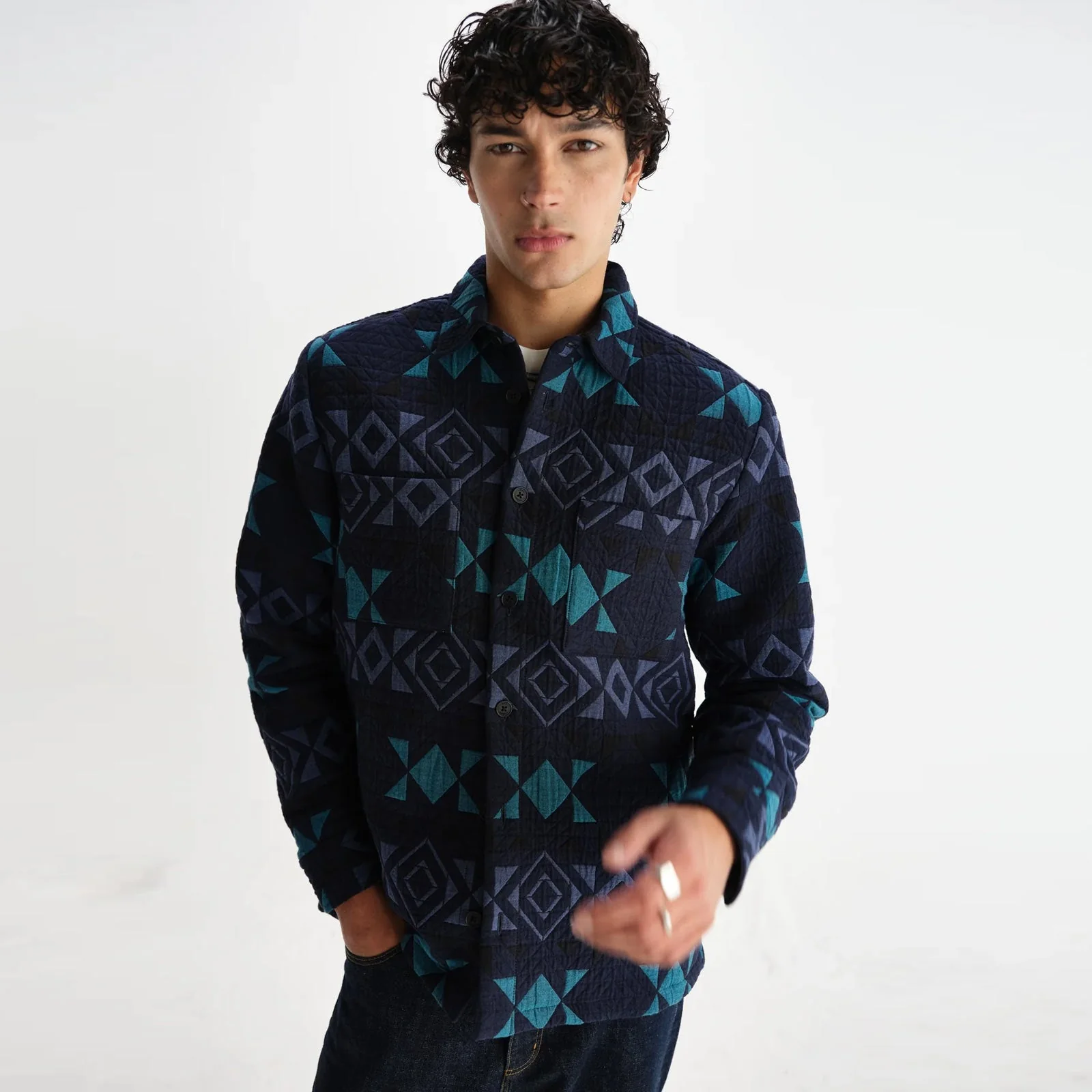 Otto Overshirt Blanket Quilt navy/teal