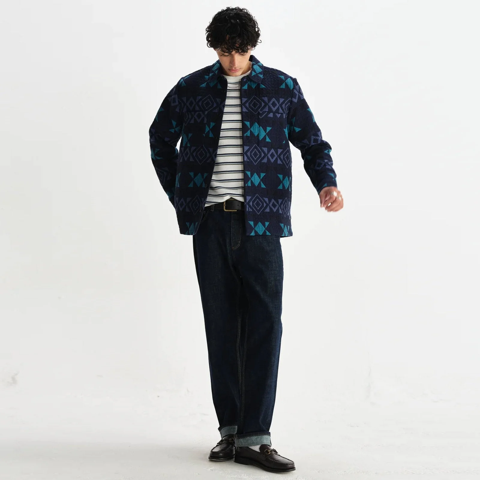 Otto Overshirt Blanket Quilt navy/teal - Image 4