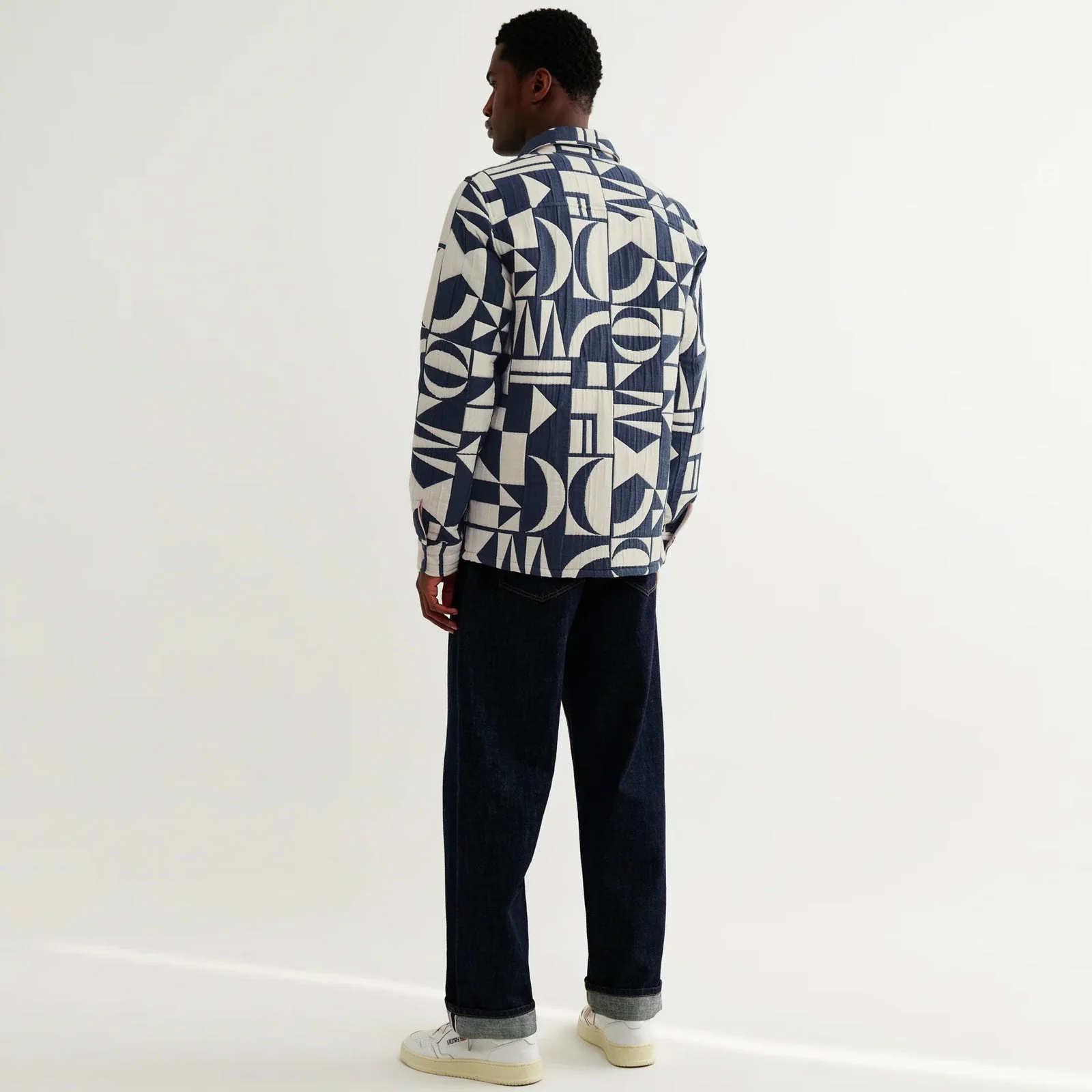 Otto Overshirt Geo Block Quilt blue/ecru - Image 2