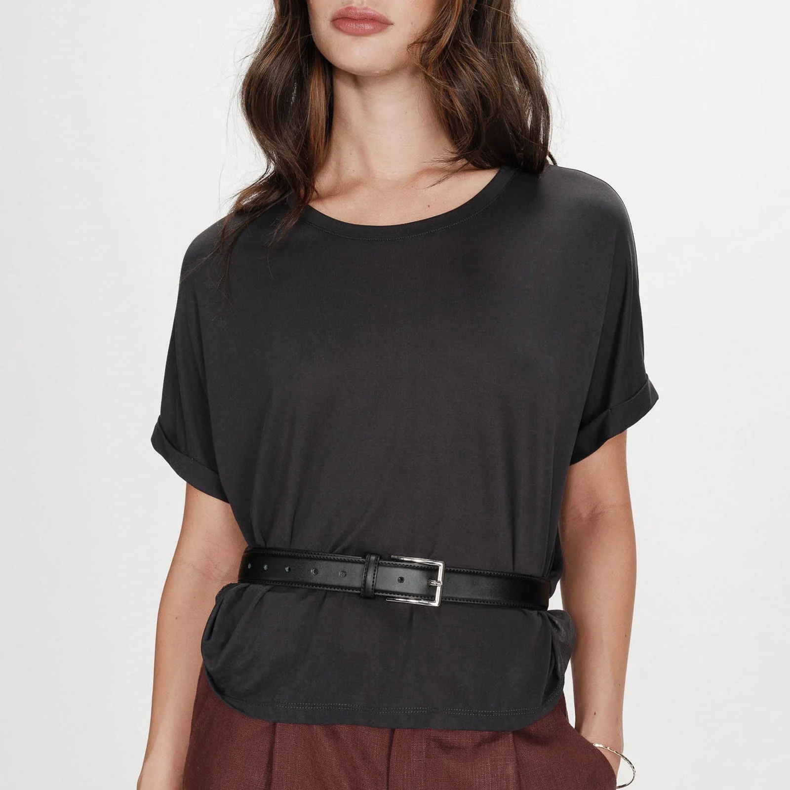 Oversized Modal T-Shirt Parma carbone