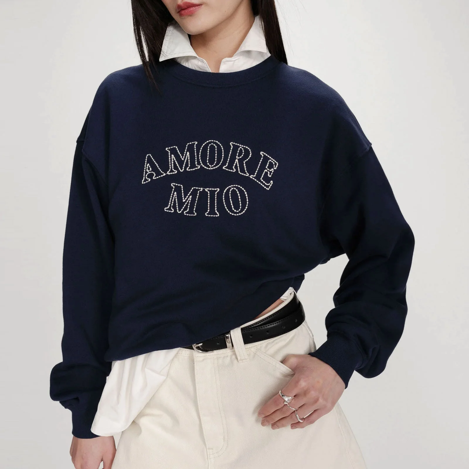Oversized Slogan Sweater Valino marine