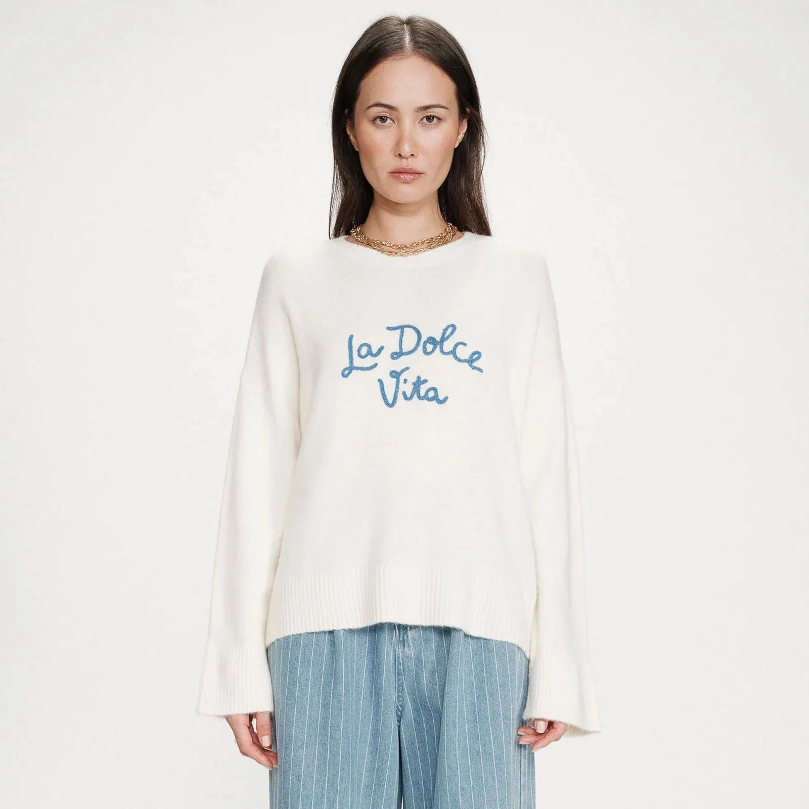 Oversized Slogan Sweater Viggo bleuet - Image 3