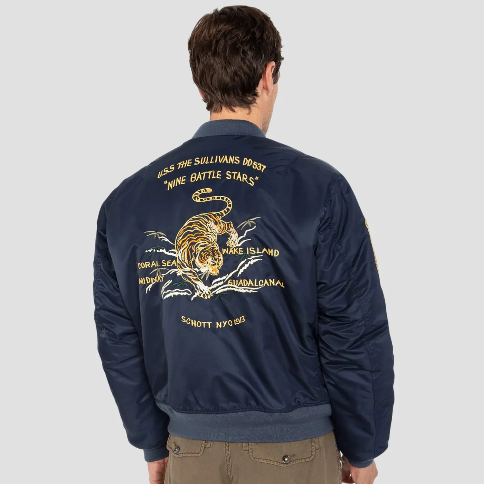 Oversized Unisex Souvenir Bomber dark navy - Image 8